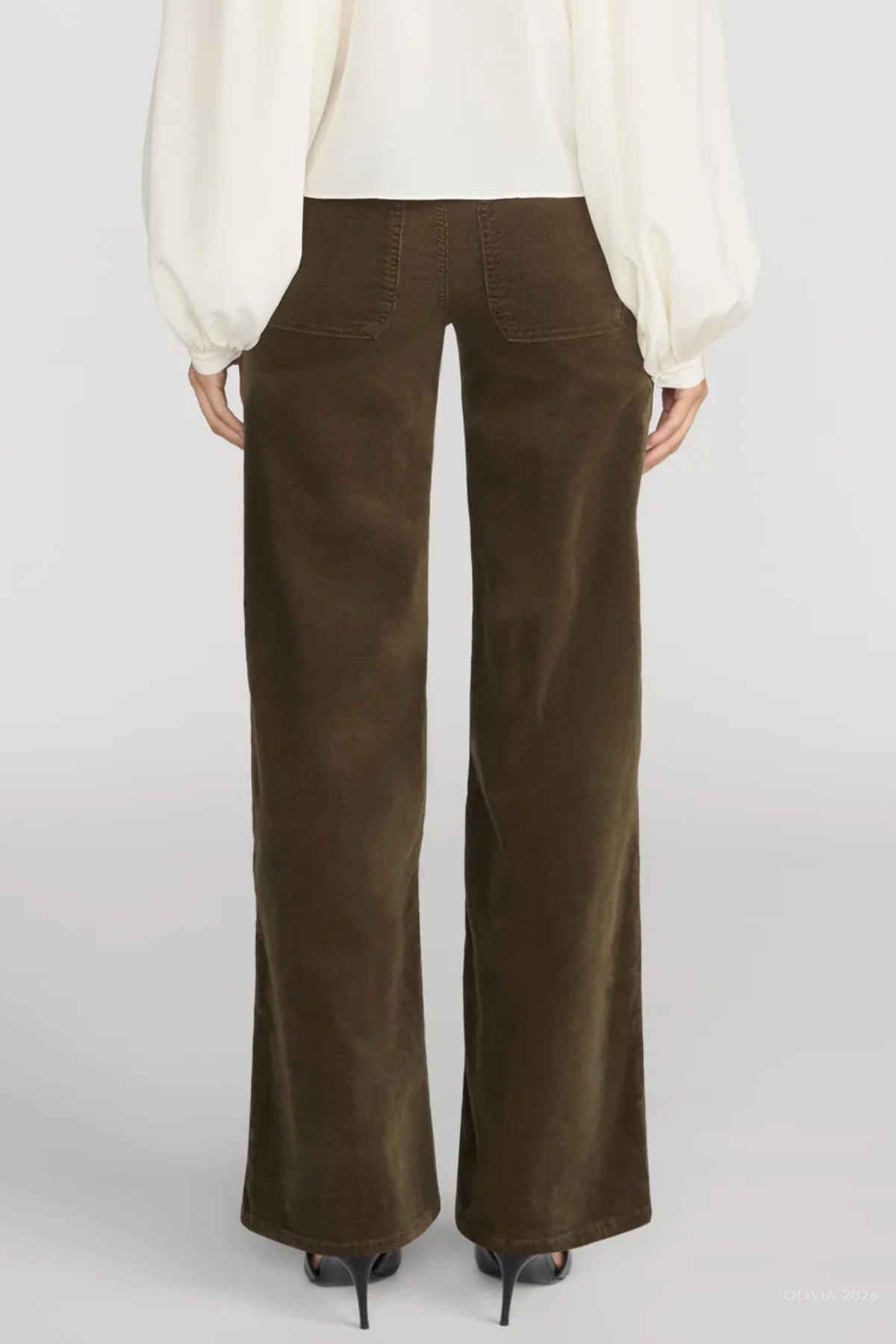 Le Slim Palazzo Modernist Pocket Corduroy in Rich Military