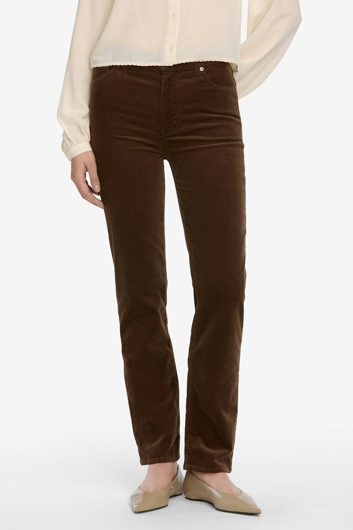 Le Sleek Straight Corduroy in Bitter Chocolate