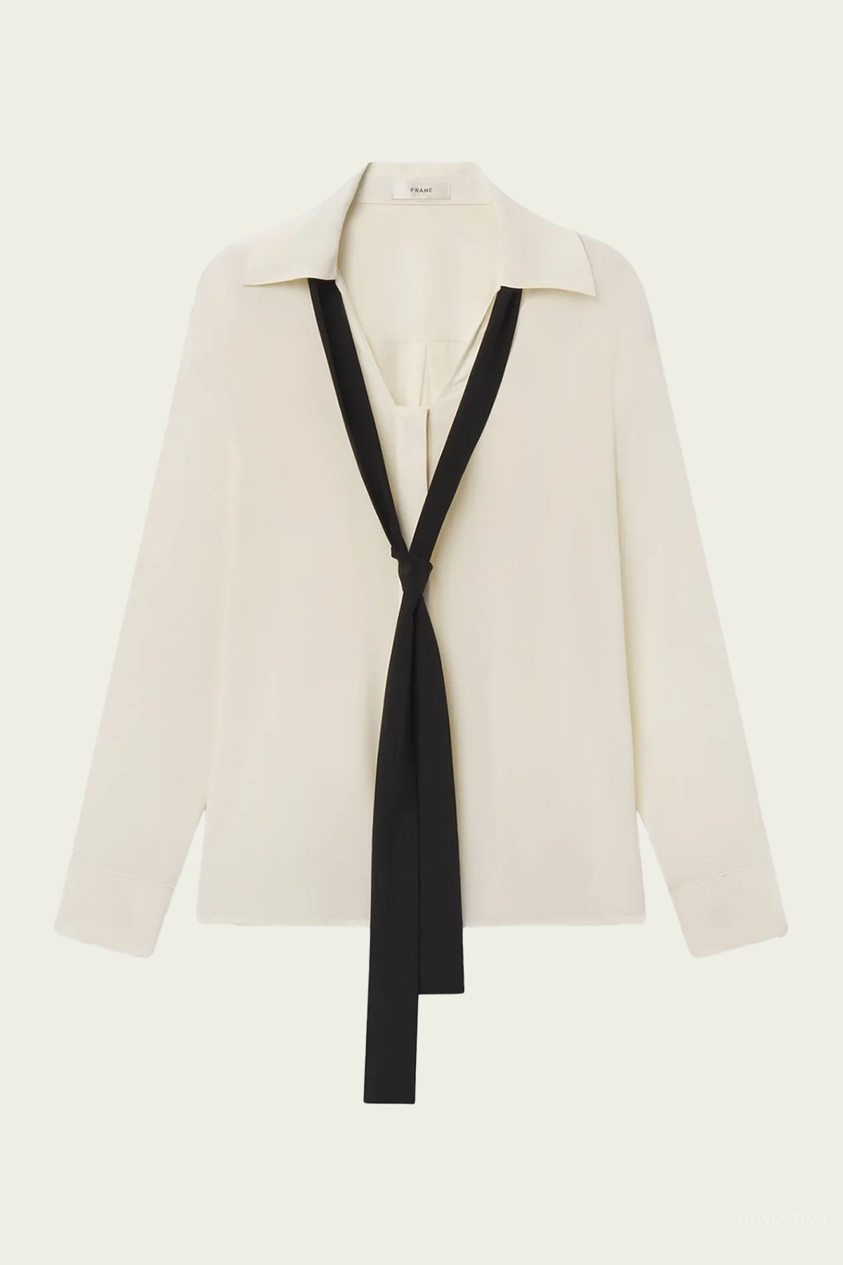 The Contrast Tie Shirt in Cream