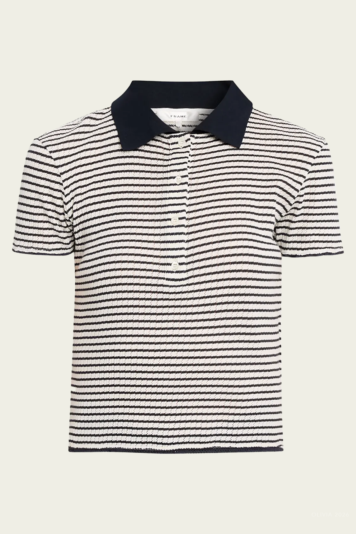 The Pointelle Polo in Navy Multi