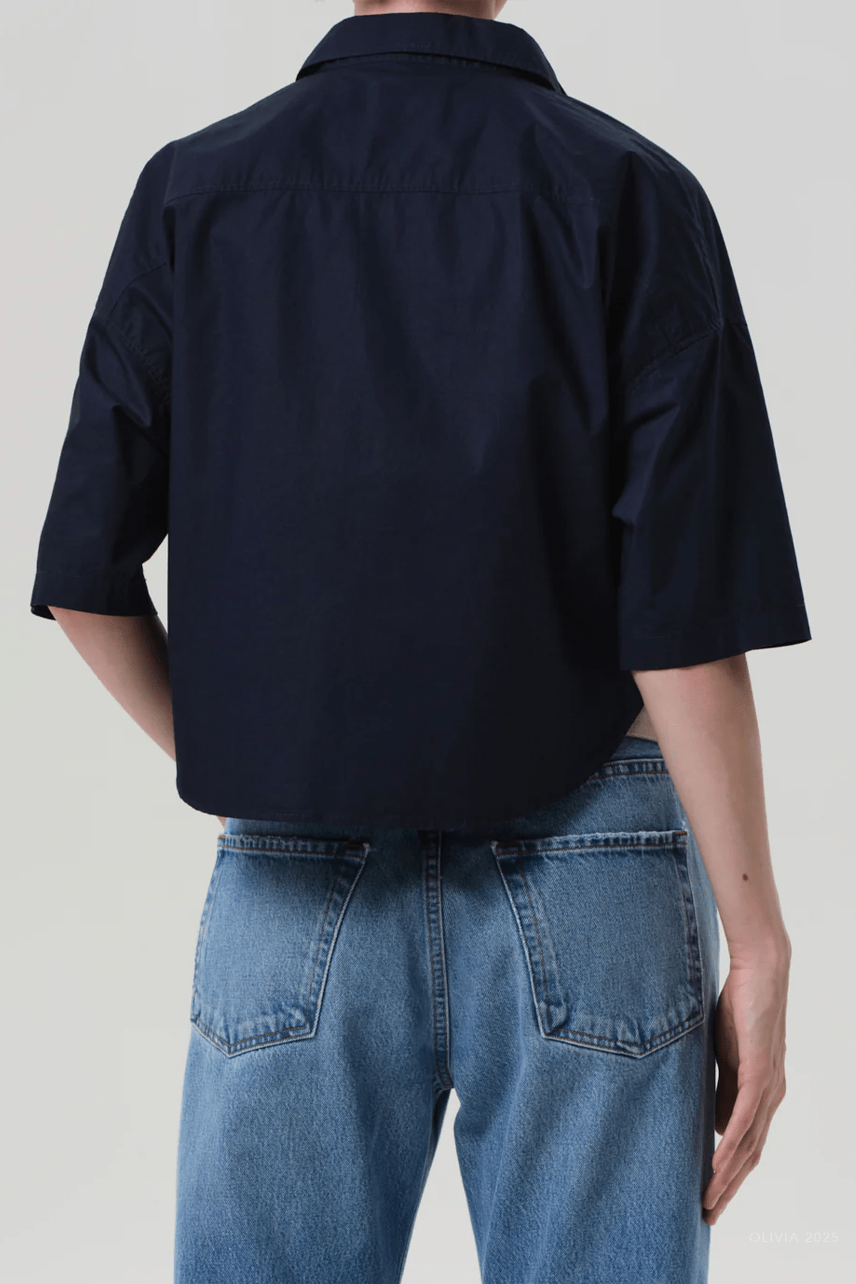 Frances Cropped Cape Button Up in Navy - shop - olivia.com