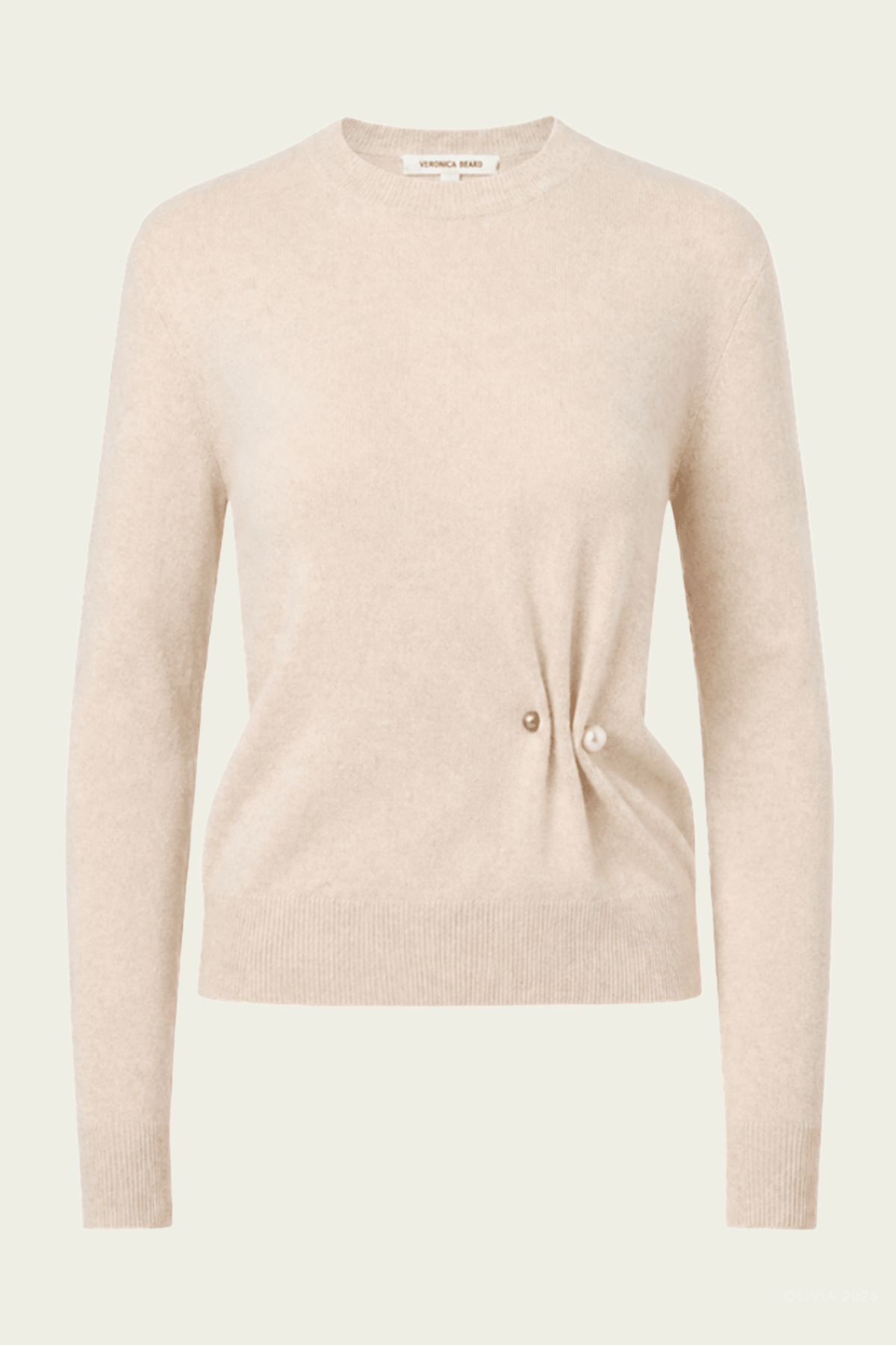Frankie Brooch Pullover in Oatmeal Melange - shop-olivia.com