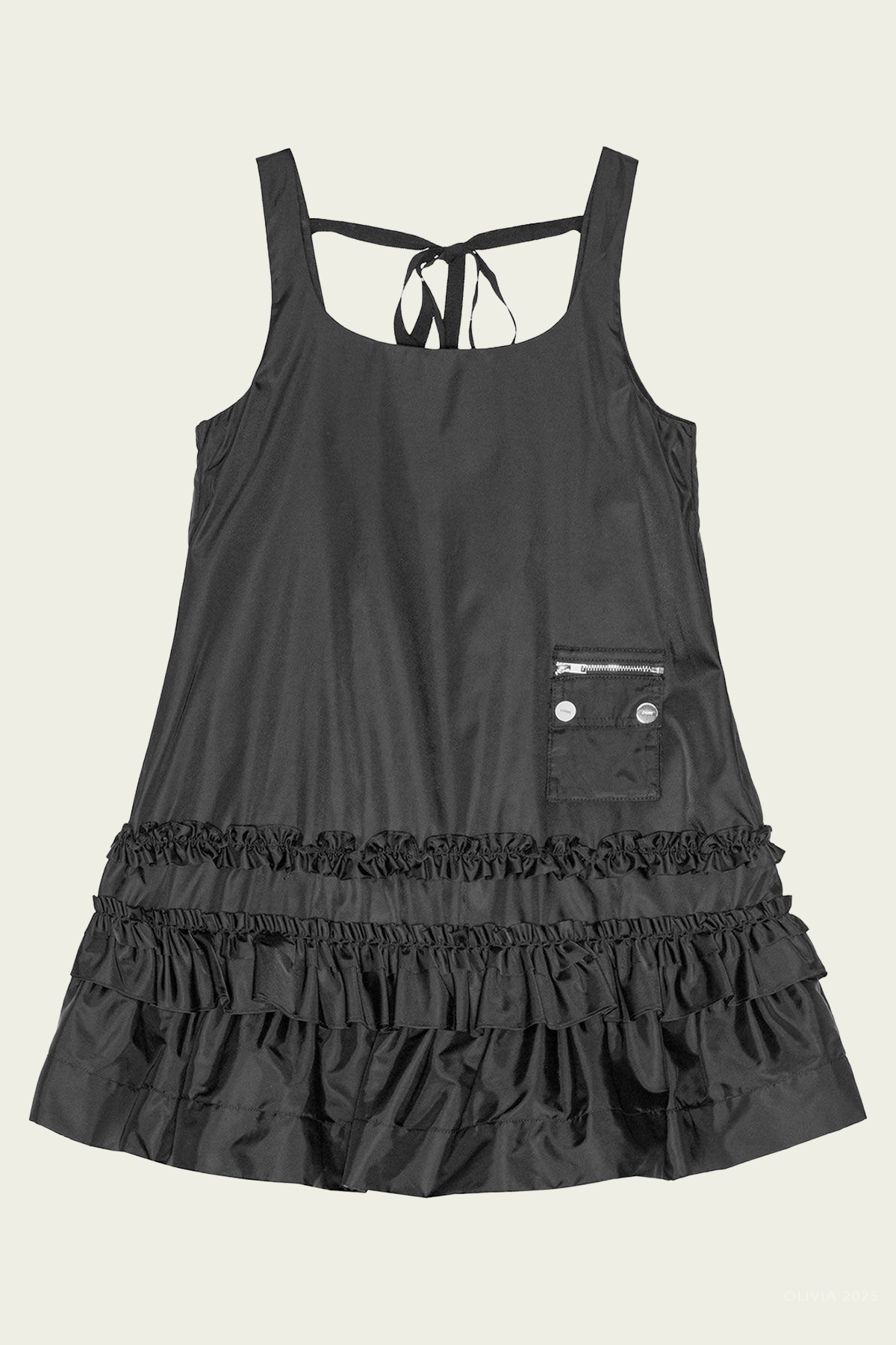 Duchesse Nylon Mini Dress in Black