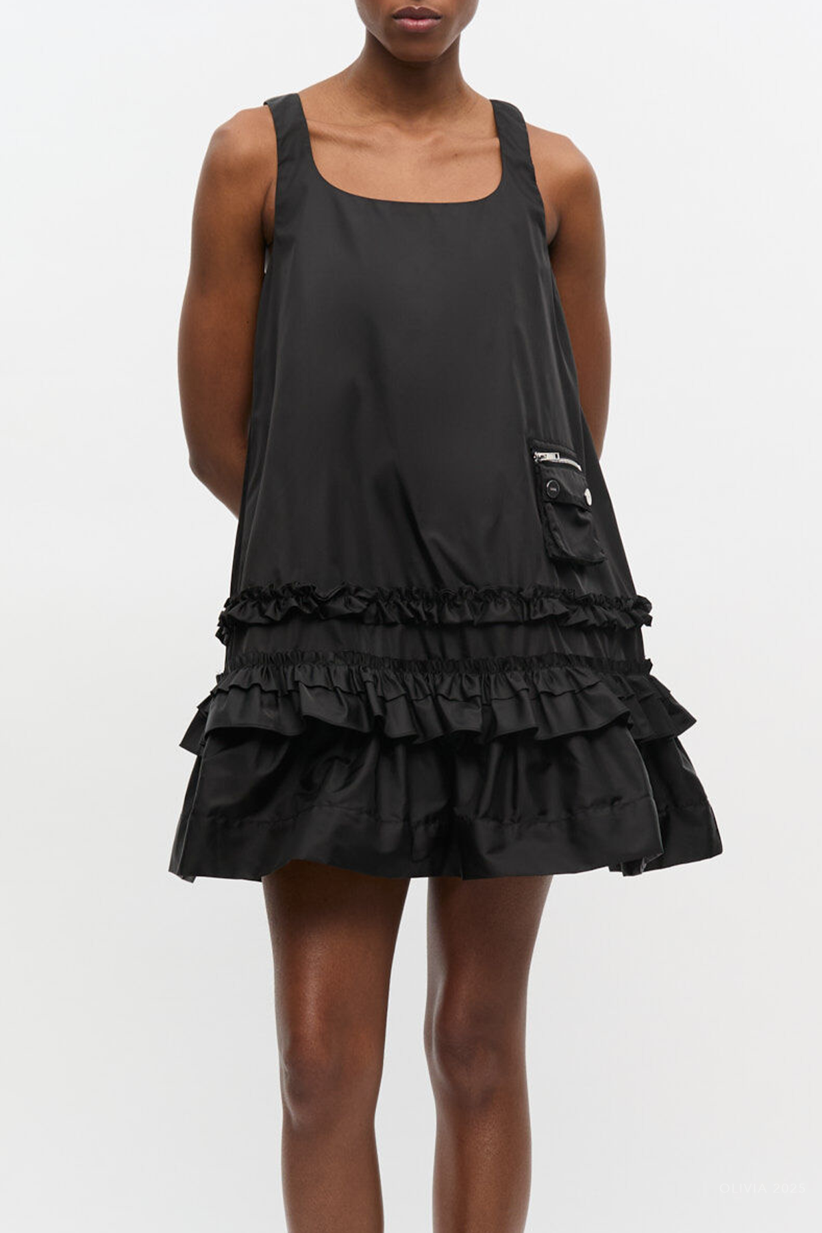 Duchesse Nylon Mini Dress in Black