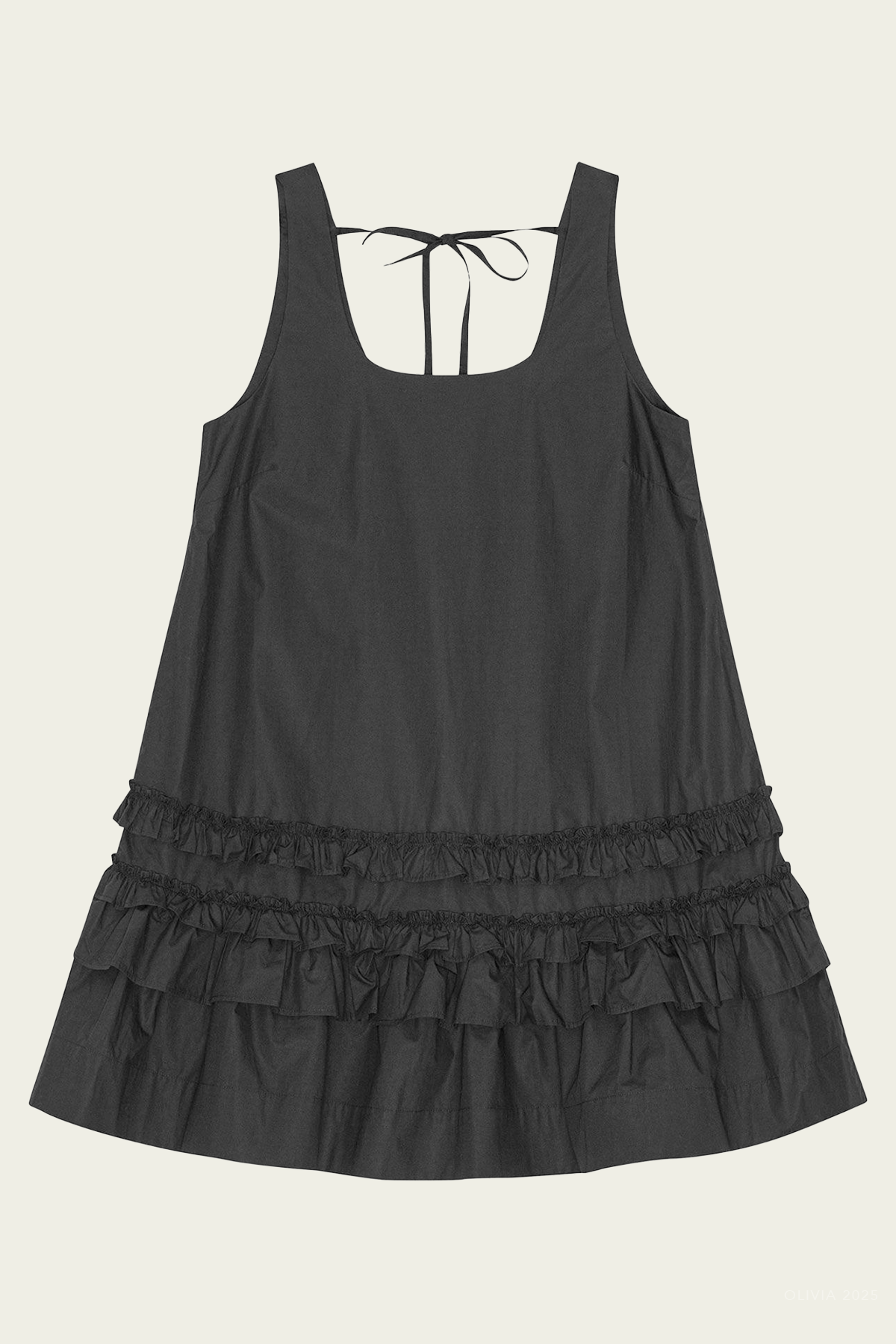 Cotton Poplin Mini Dress in Black