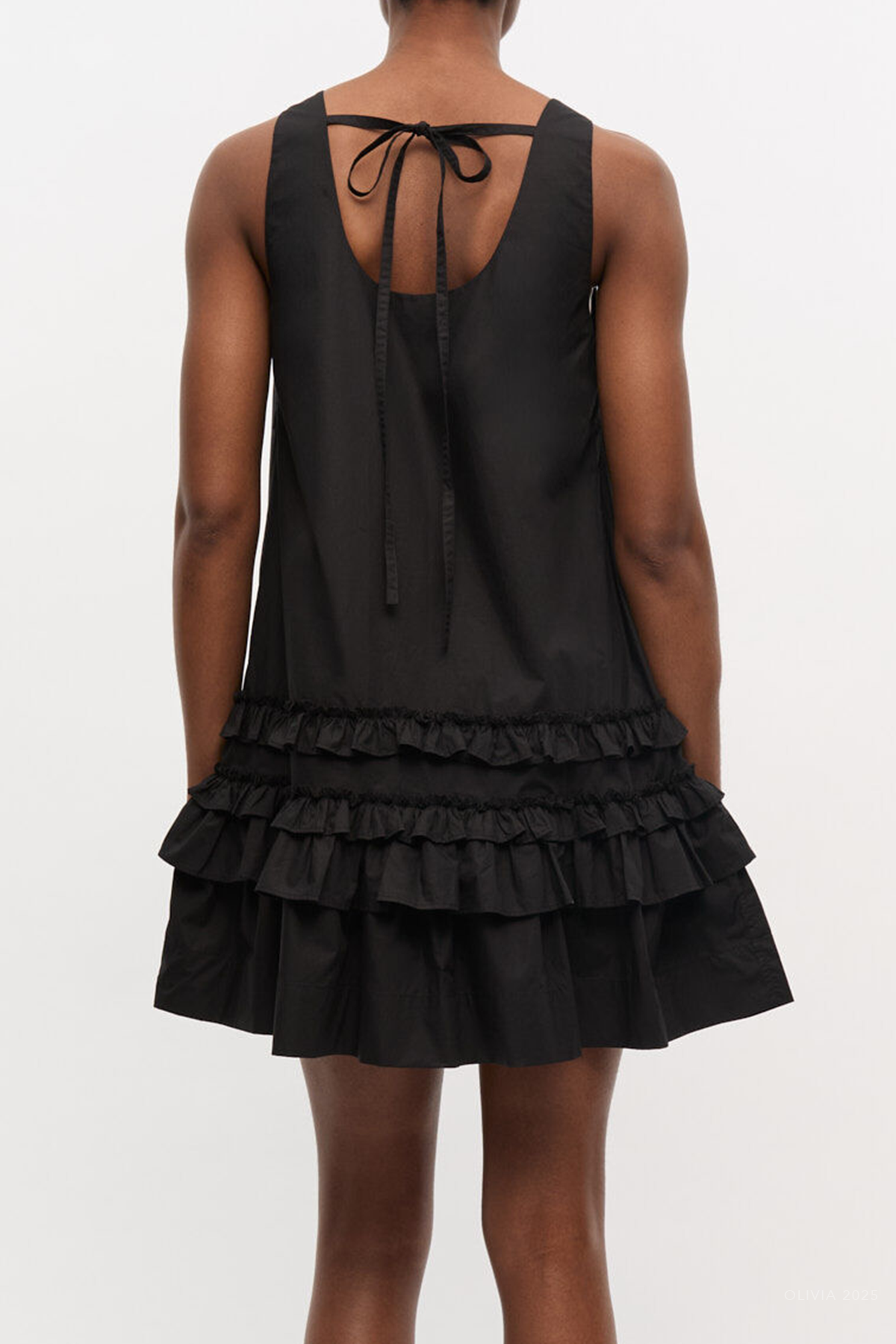 Cotton Poplin Mini Dress in Black