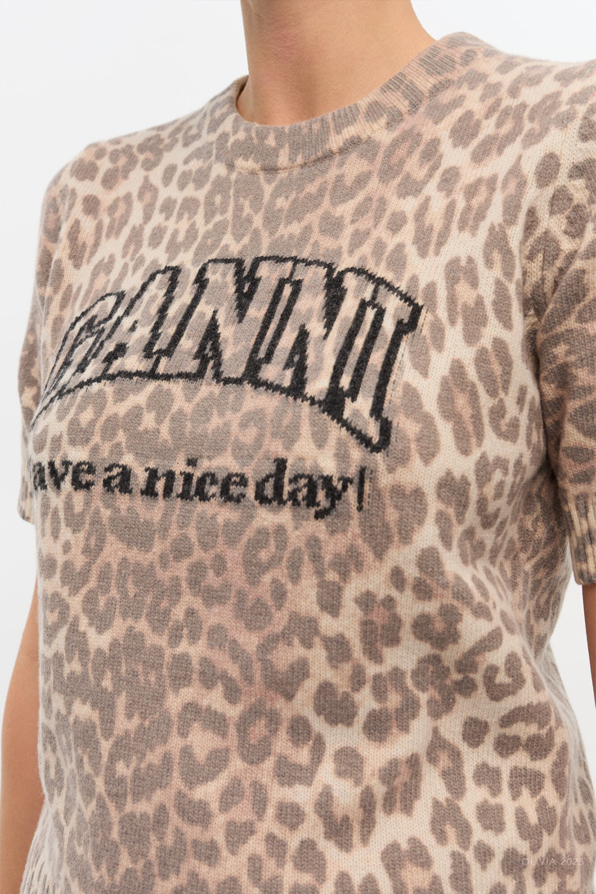 Wool Mix T-Shirt in Leopard