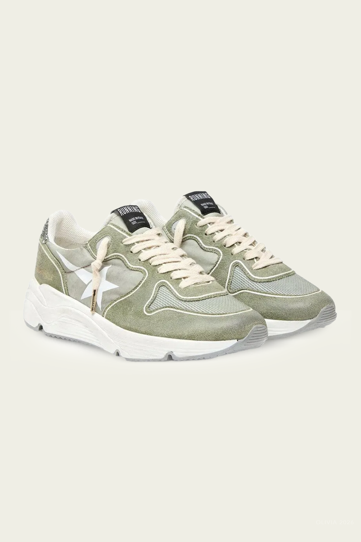 Running Green Suede and Nylon Sneaker