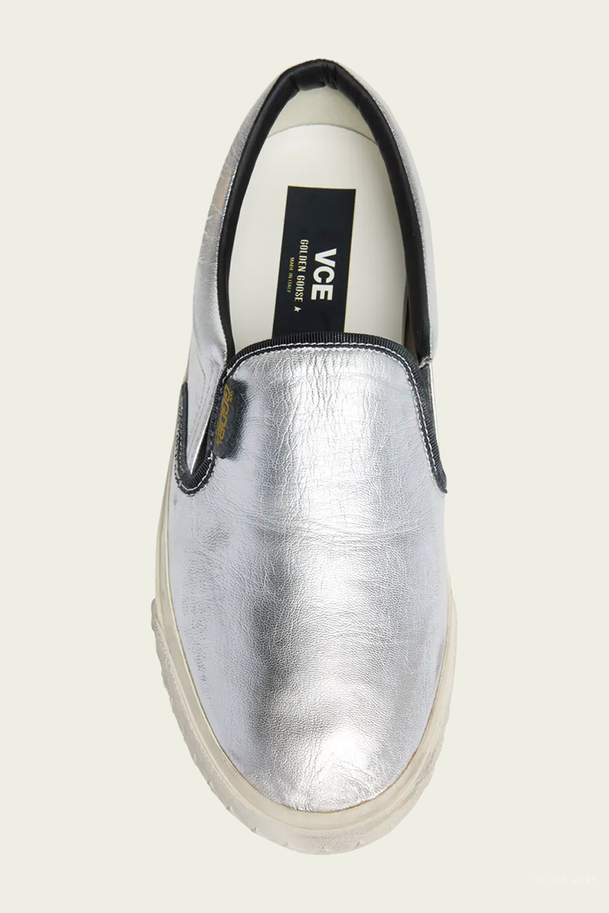 VCE Laminated Leather Sneaker in Silver Black