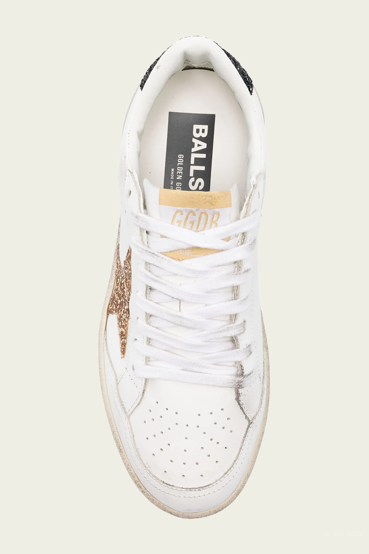 Ball-Star 2 Glitter Star Leather Sneaker in White Gold