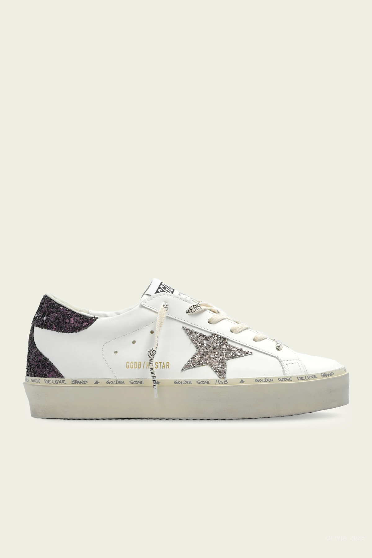 Hi-Star White Cinder Glitter Leather Sneaker