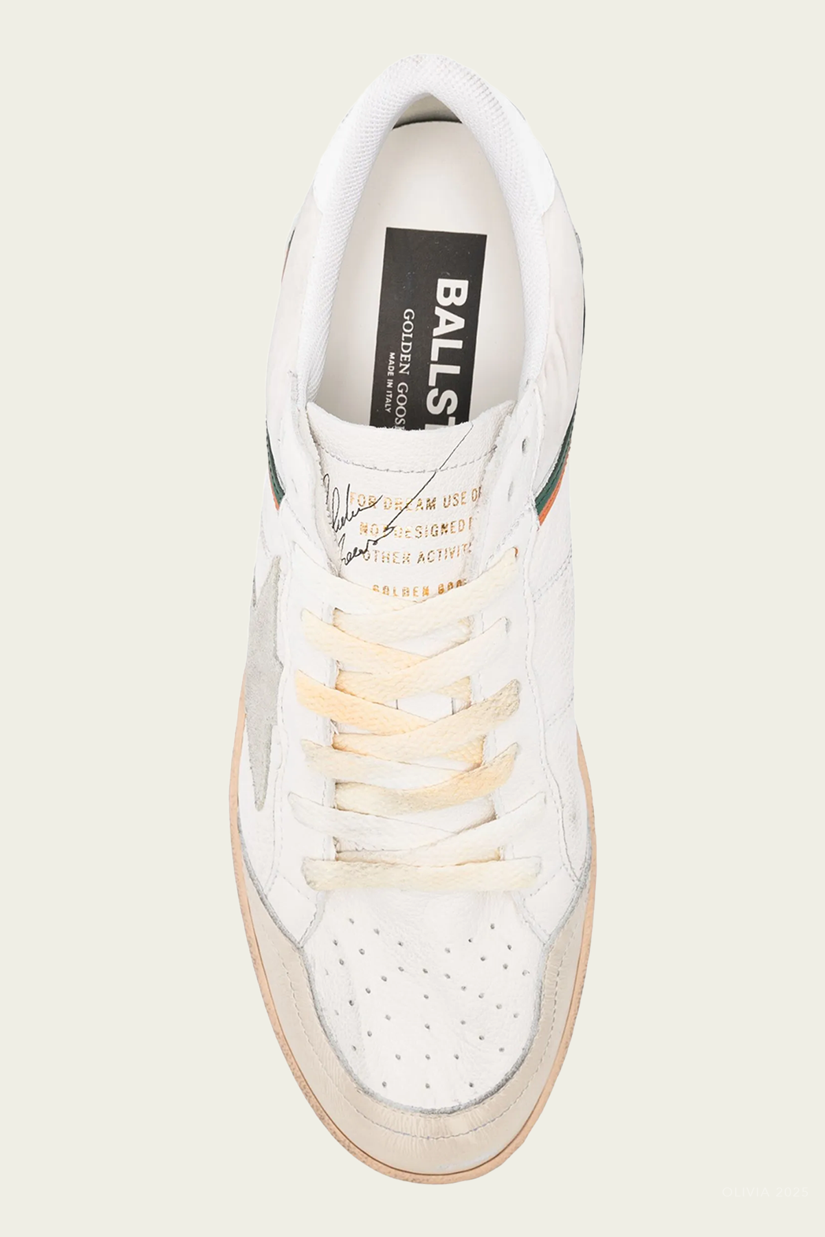 Ball-Star White Beige Men Leather Sneaker