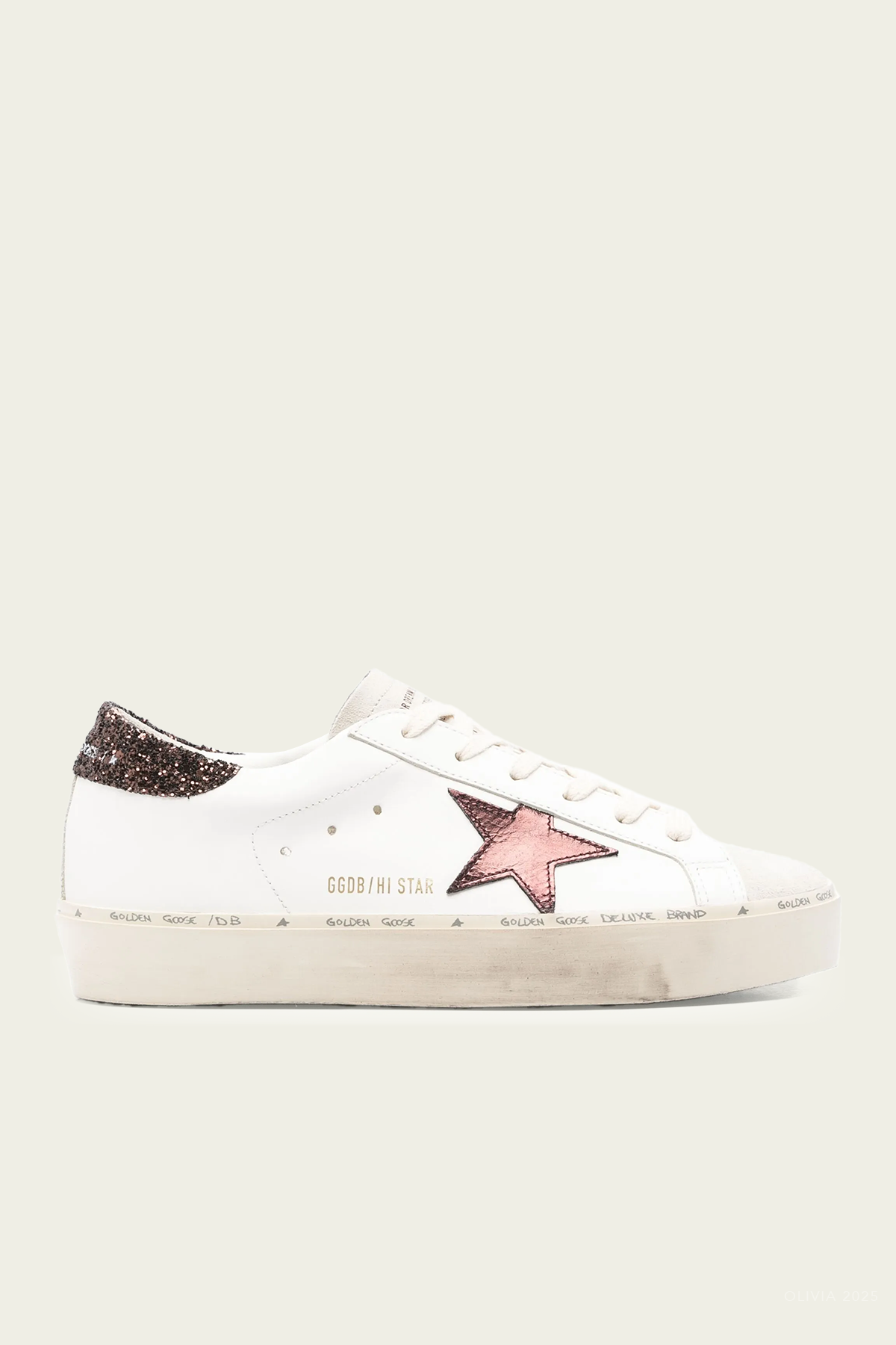Hi-Star Laminated Star Leather Sneaker in White Purple