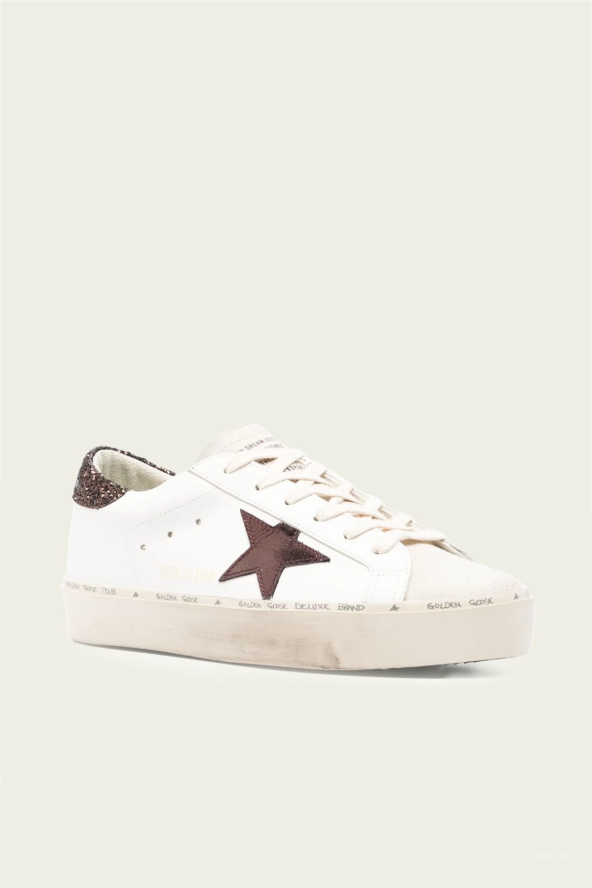 Hi-Star Laminated Star Leather Sneaker in White Purple