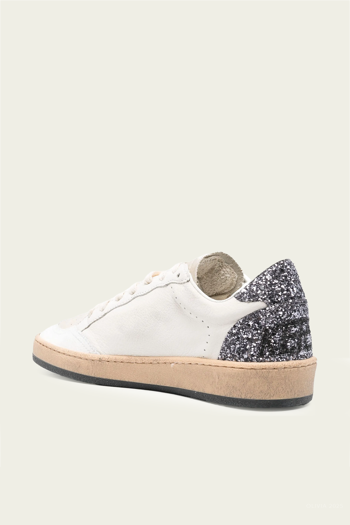 Ball-Star White Silver Glitter Leather Sneaker