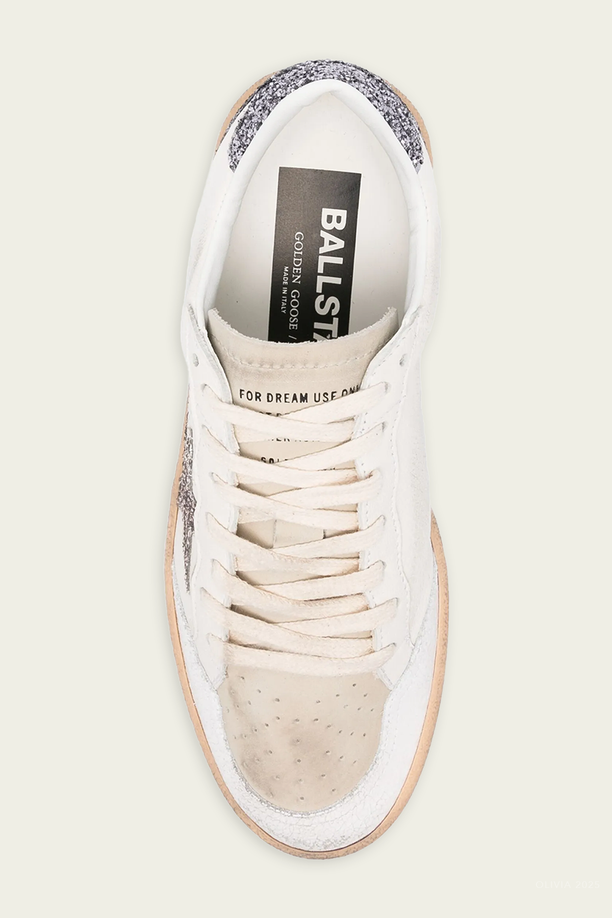 Ball-Star White Silver Glitter Leather Sneaker