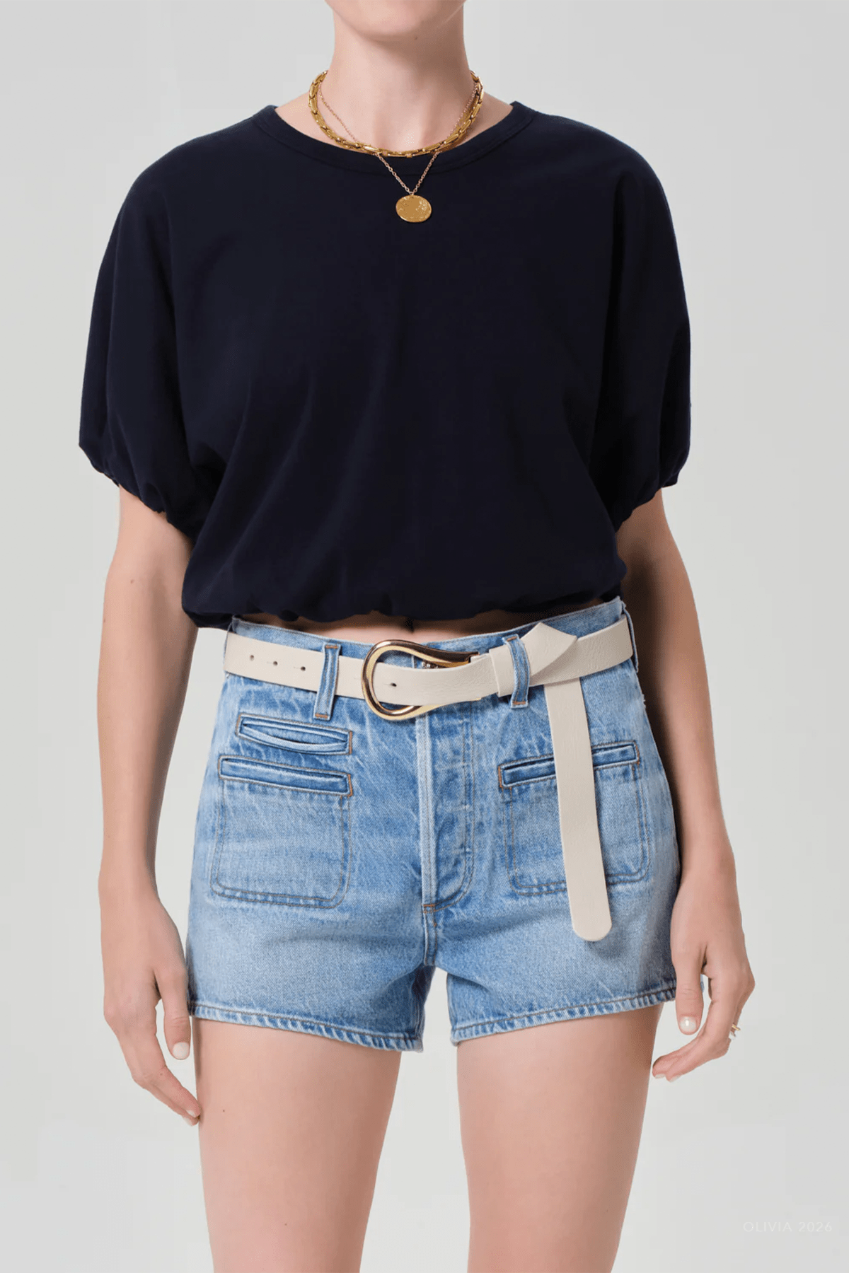 Gia Bubble Tee in Navy - shop - olivia.com