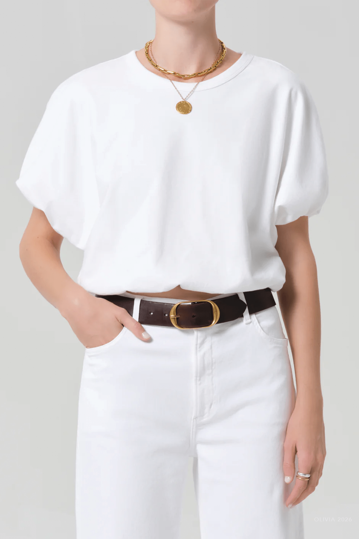 Gia Bubble Tee in Soft White - shop - olivia.com
