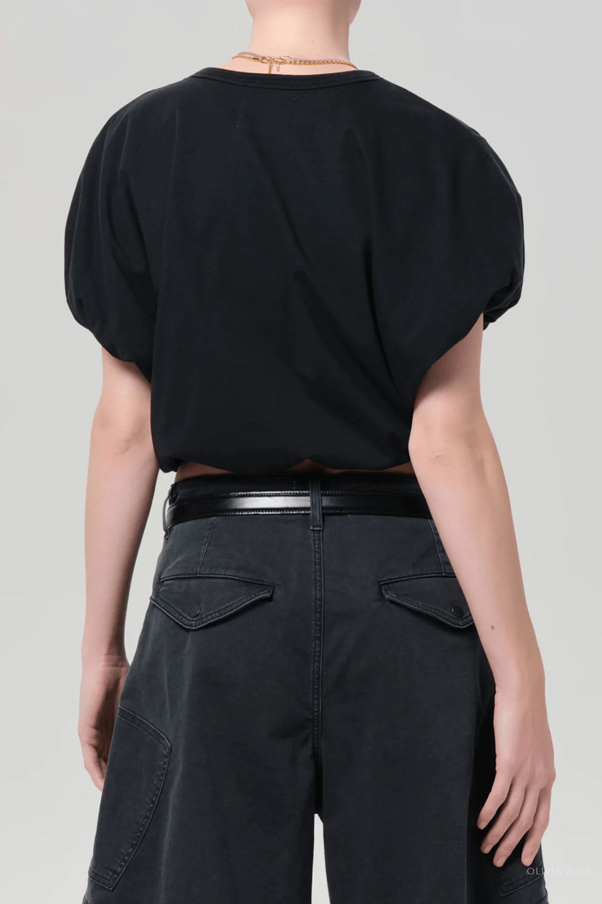 Gia Bubble Tee in Washed Black - shop - olivia.com