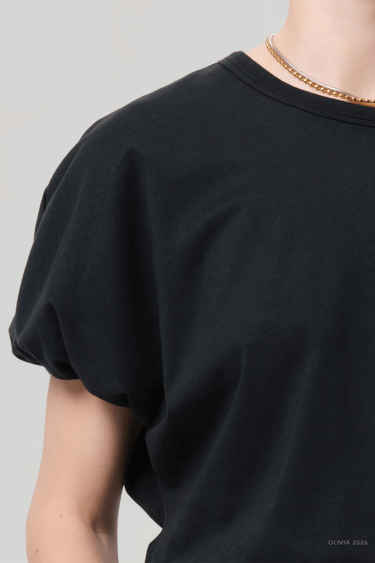 Gia Bubble Tee in Washed Black - shop - olivia.com