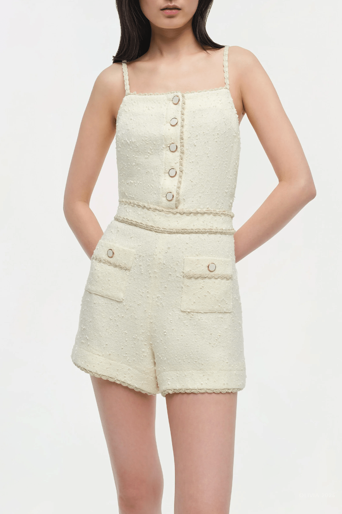 Ginny Romper in Ivory - shop - olivia.com