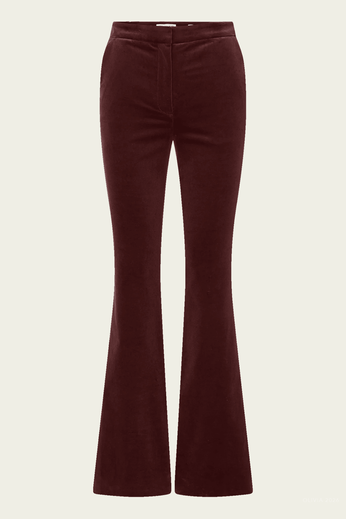 Gracie Velvet Flare Pant in Burgundy - shop-olivia.com