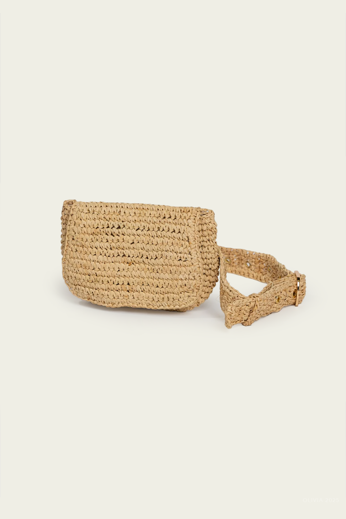 Straw Belt Bag in Natural