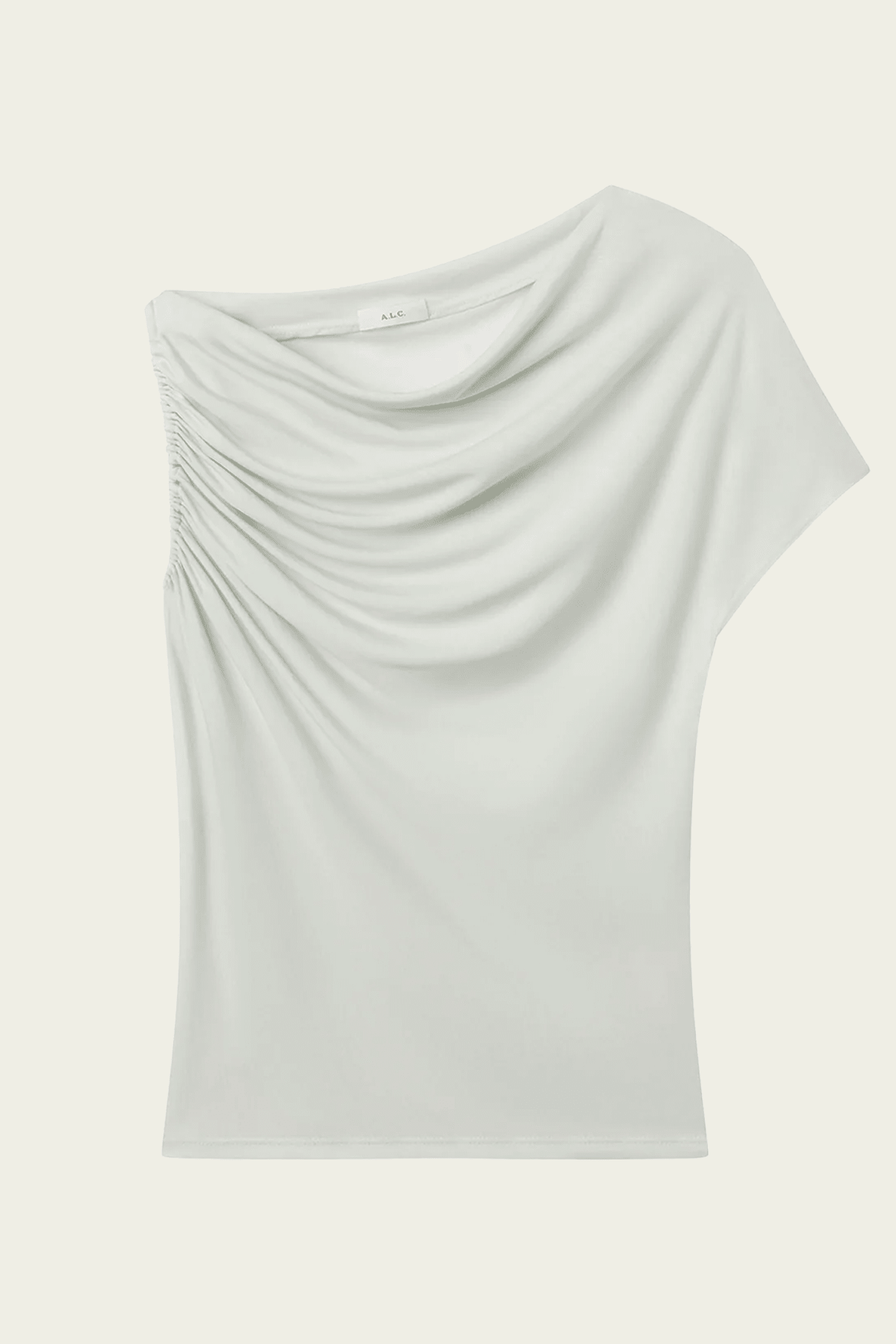 Halle One Shoulder Tee in Pale Mint - shop - olivia.com
