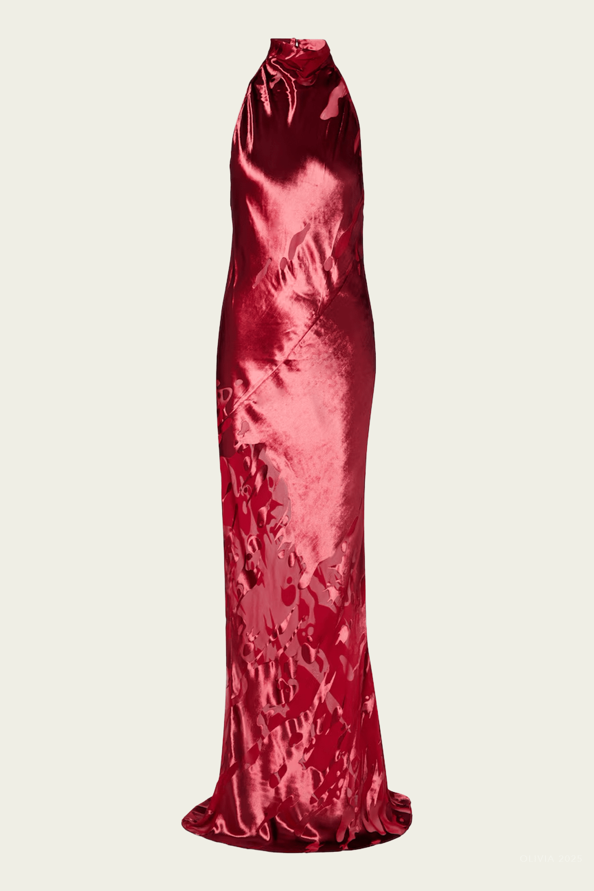 Halter Bias Gown in Ruby - shop - olivia.com