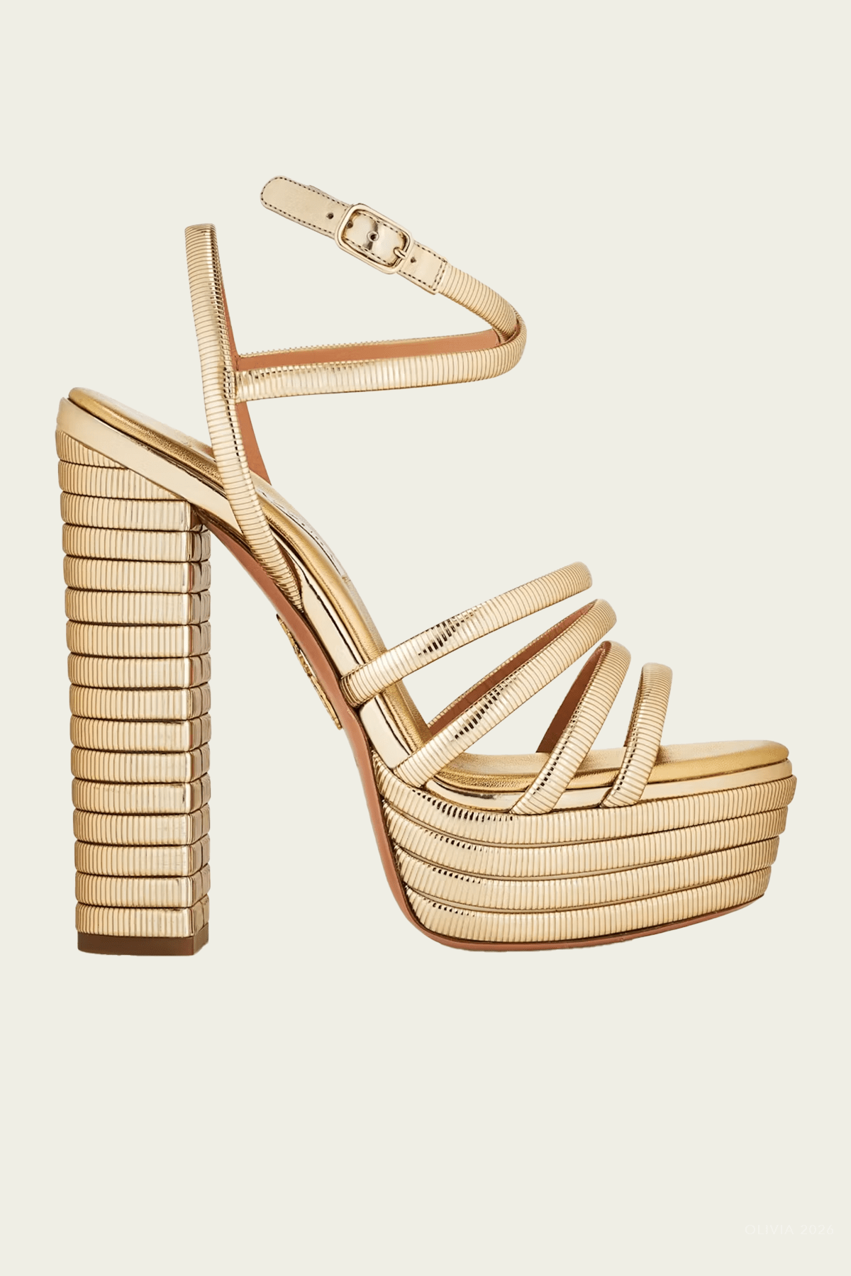 Heatwave Sandal Plateau 140 in Soft Gold - shop - olivia.com