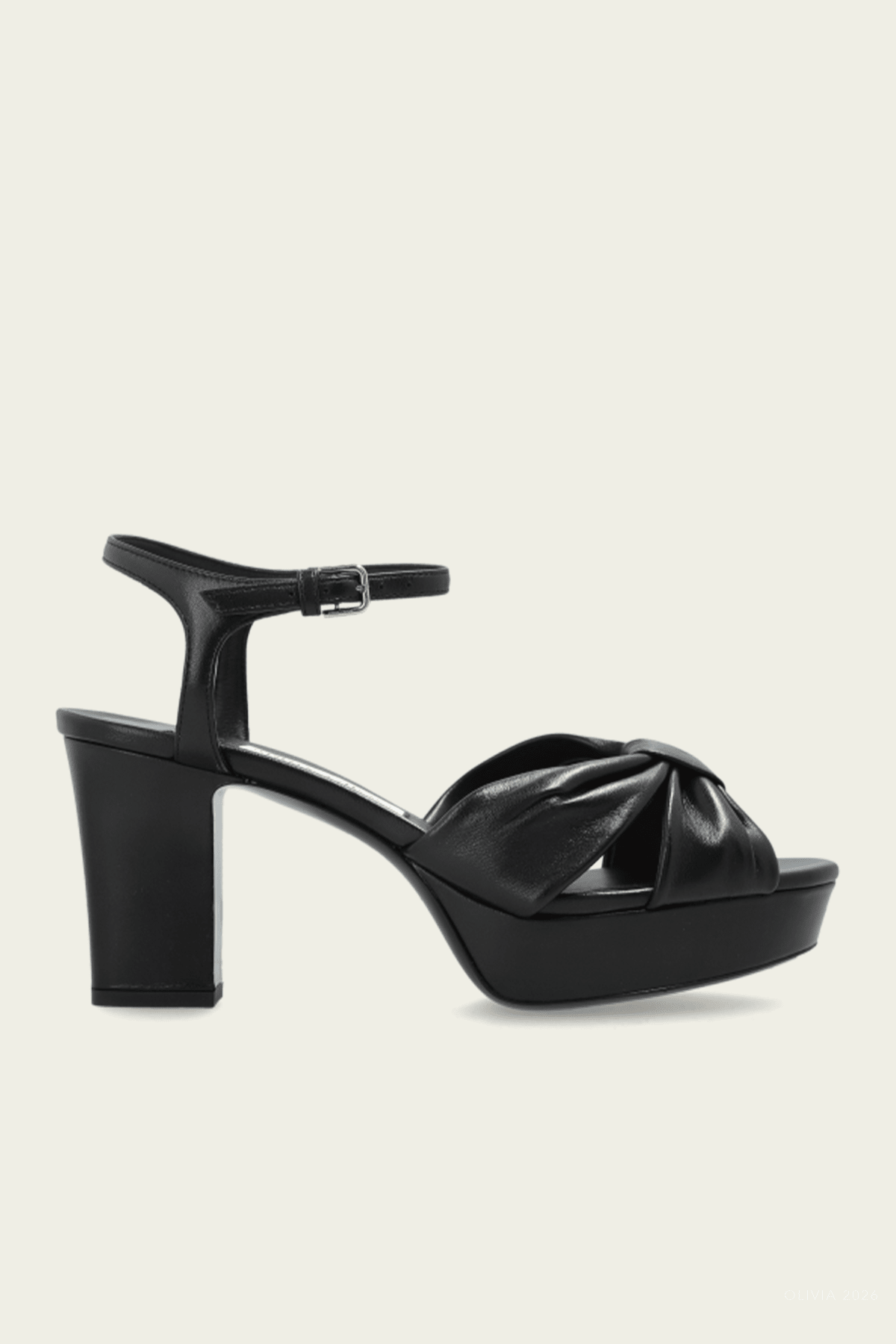Heloise 80 Leather Platform Sandals in Black