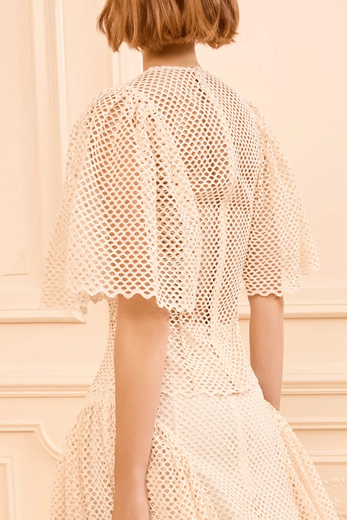 Hera Eyelet Cotton Top in Cowrie - shop - olivia.com