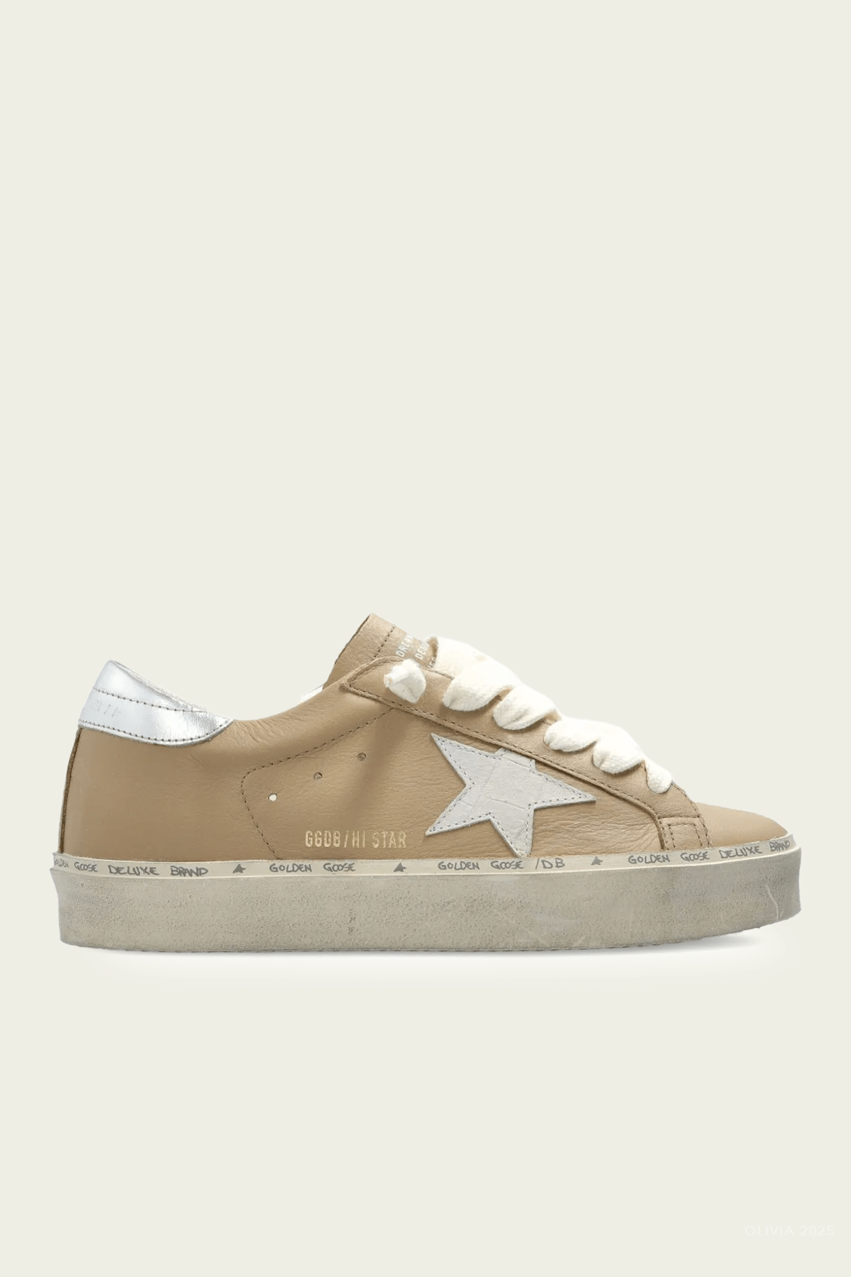 Hi - Star Beige Grey Leather Sneaker - shop - olivia.com