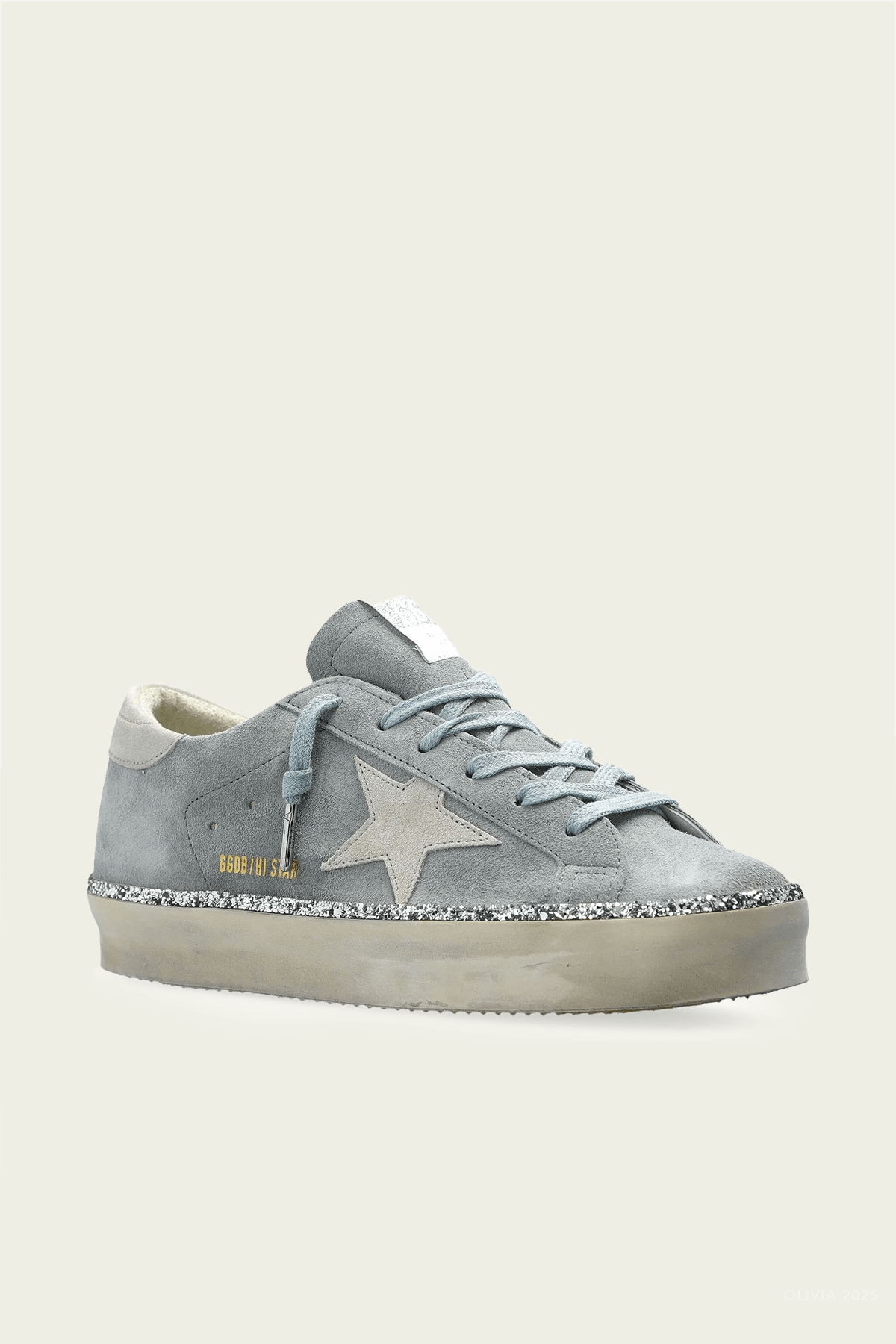 Hi - Star Glitter Foxing Suede Leather Sneaker in Grey - shop - olivia.com