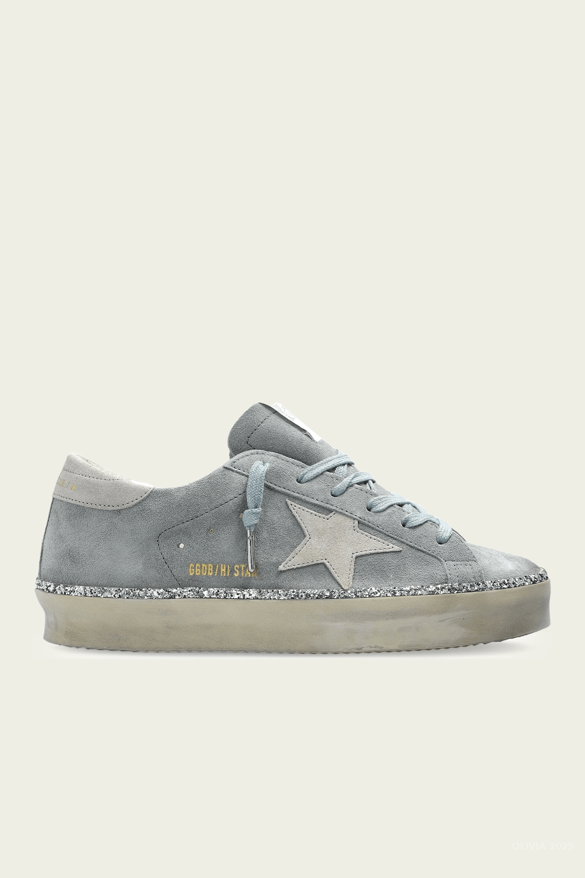 Hi - Star Glitter Foxing Suede Leather Sneaker in Grey - shop - olivia.com