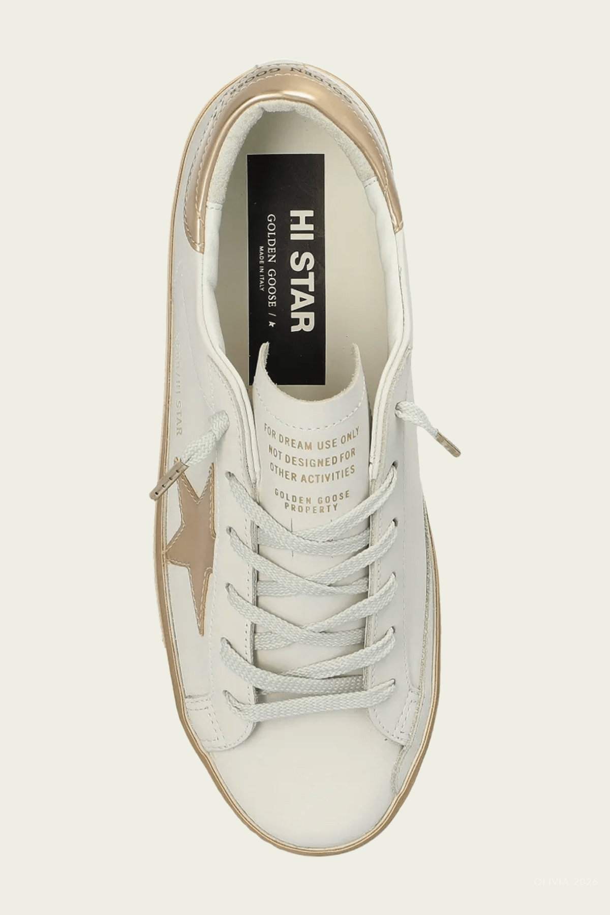 Hi - Star White Gold Leather Sneaker - shop - olivia.com