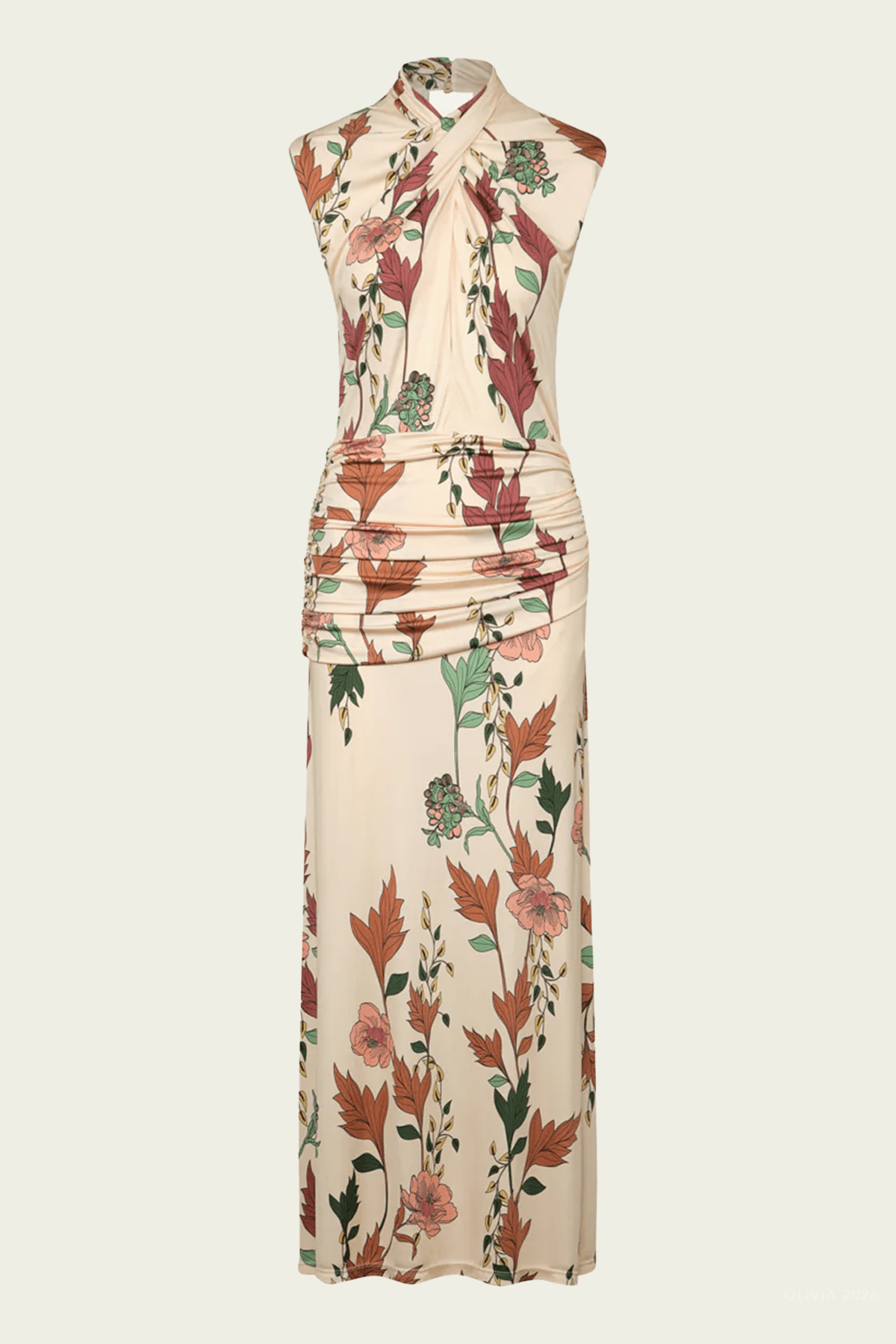 Hibiscus Compass Dress in Ecru Multicolor - shop-olivia.com