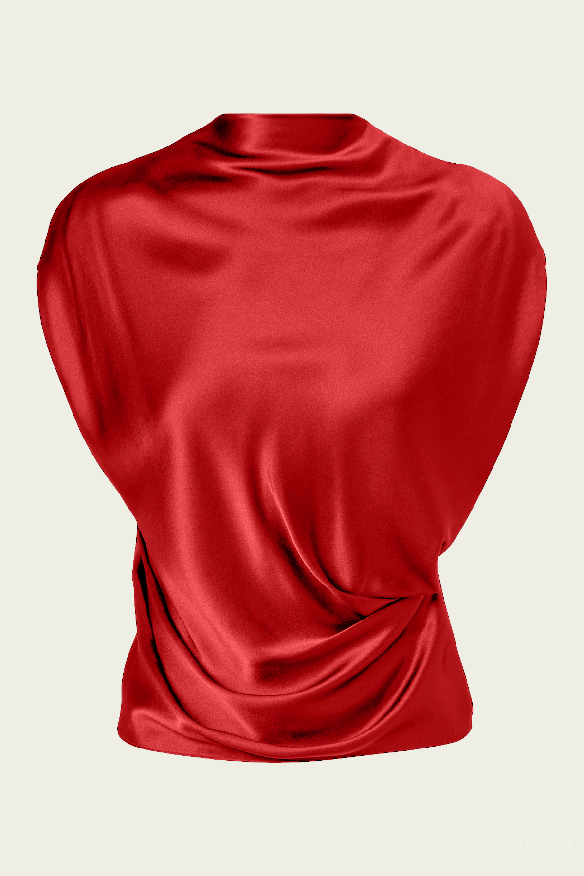 High Neck Drape Top in Ruby - shop - olivia.com