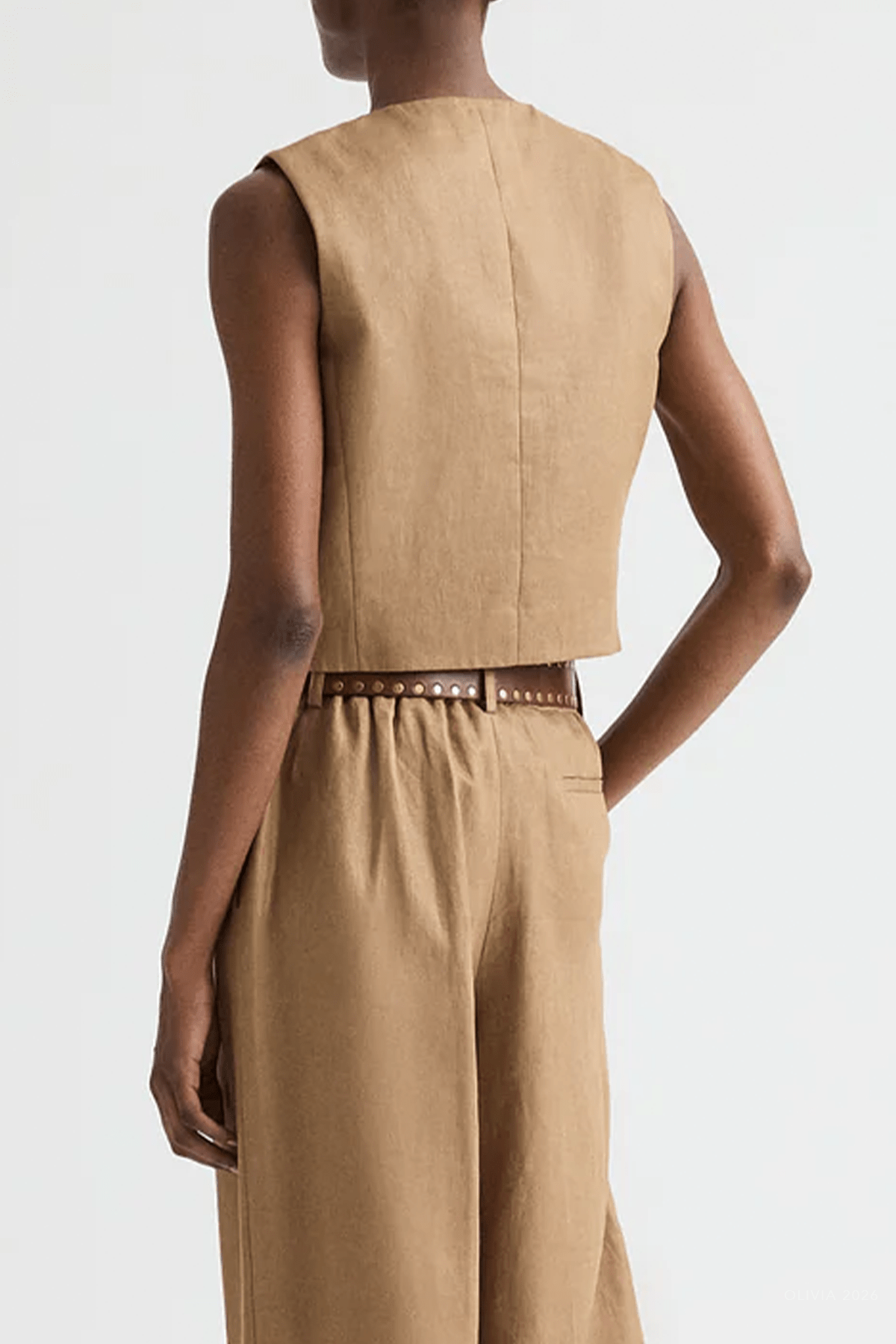 High Neck Hidden Placket Vest in Ermine - shop - olivia.com