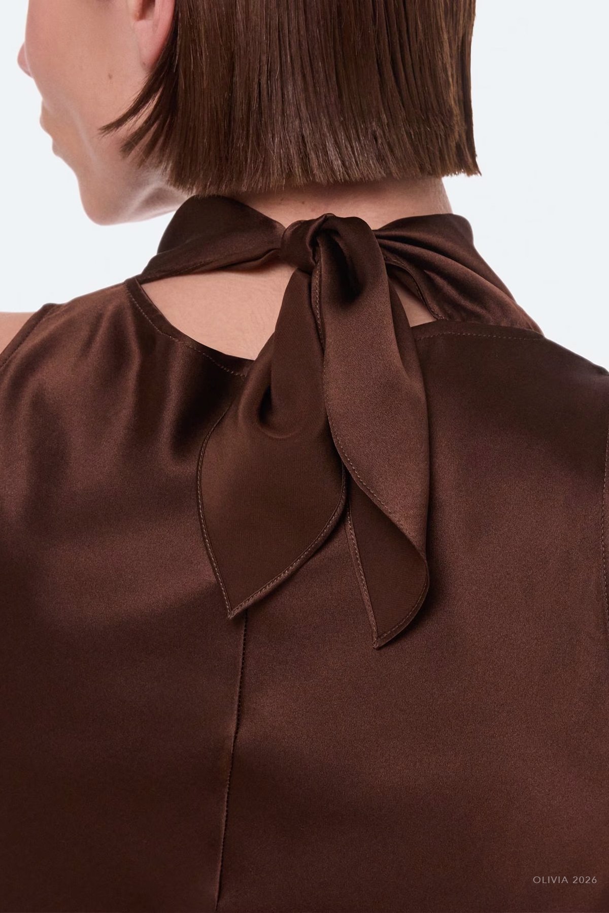 Silk Tie-Neck Top in Serra