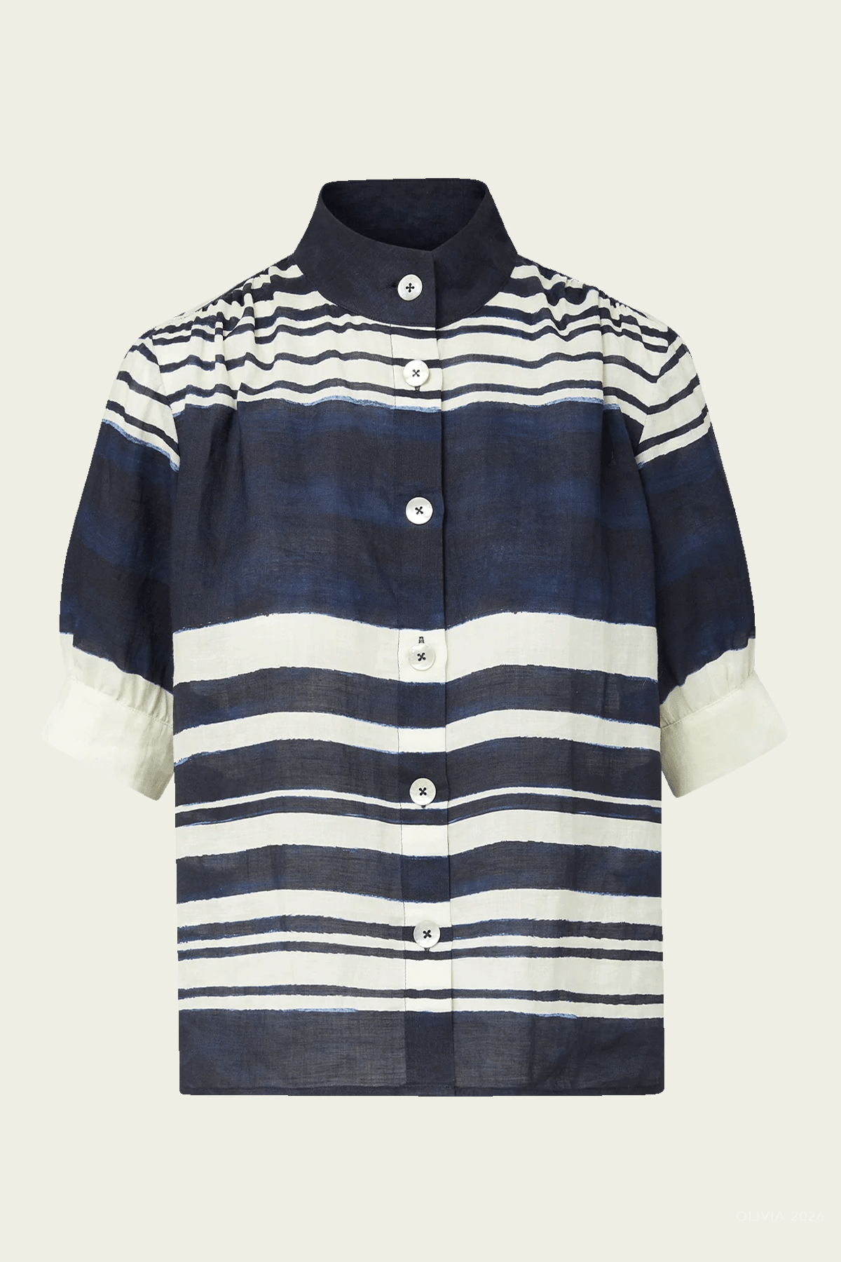 Hollandale Button - Down Shirt in Navy Dove White - shop - olivia.com