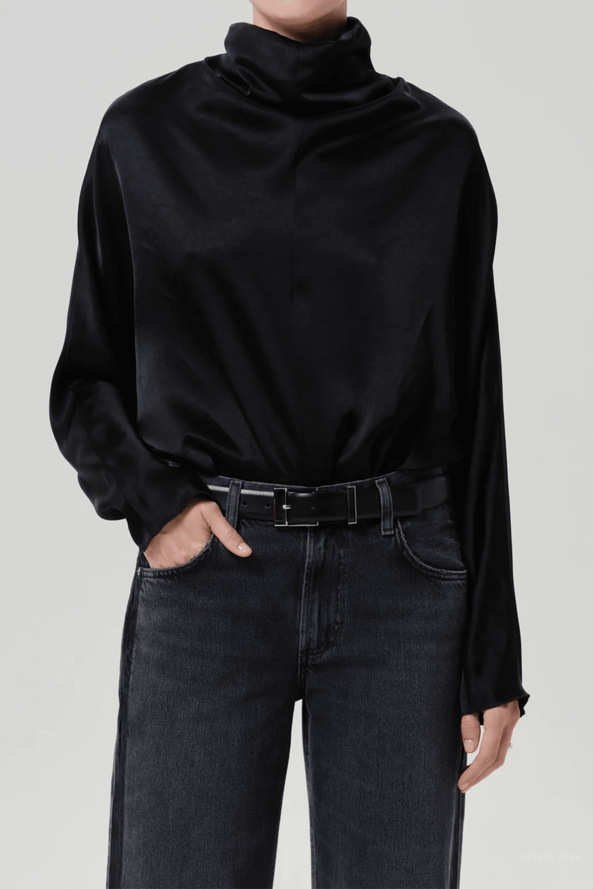 Ilaria Draped Top in Black - shop-olivia.com