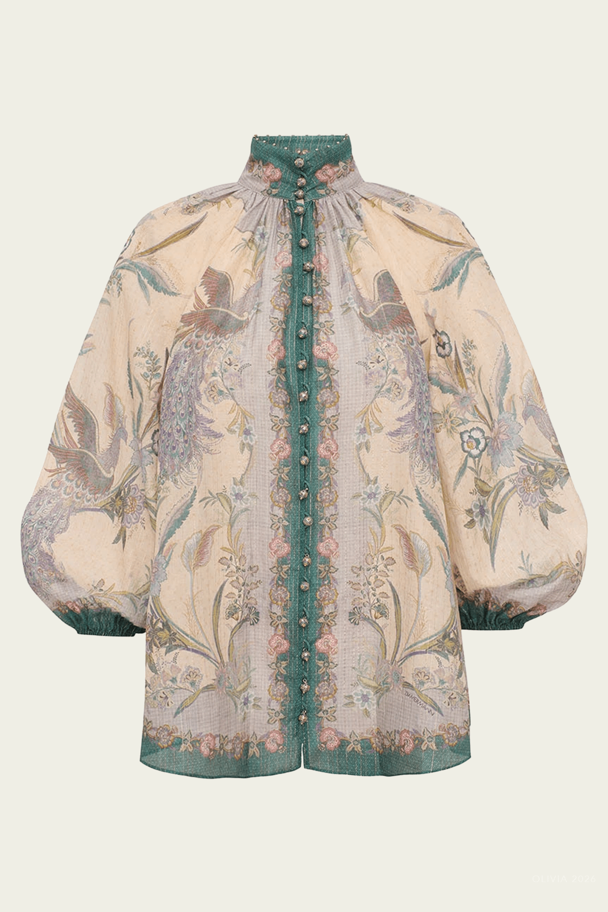 Indra Billow Blouse in Cream Scarf Floral - shop - olivia.com