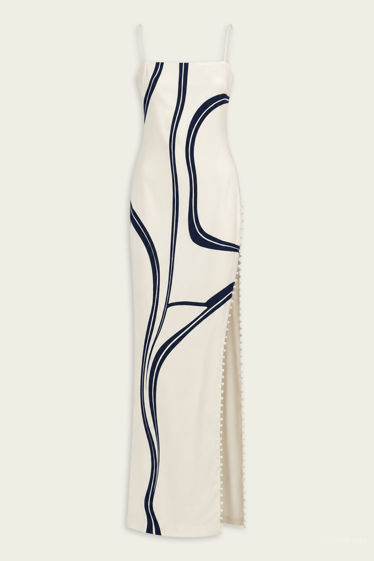 Inez Maxi Dress in Carreau Ecru - shop-olivia.com