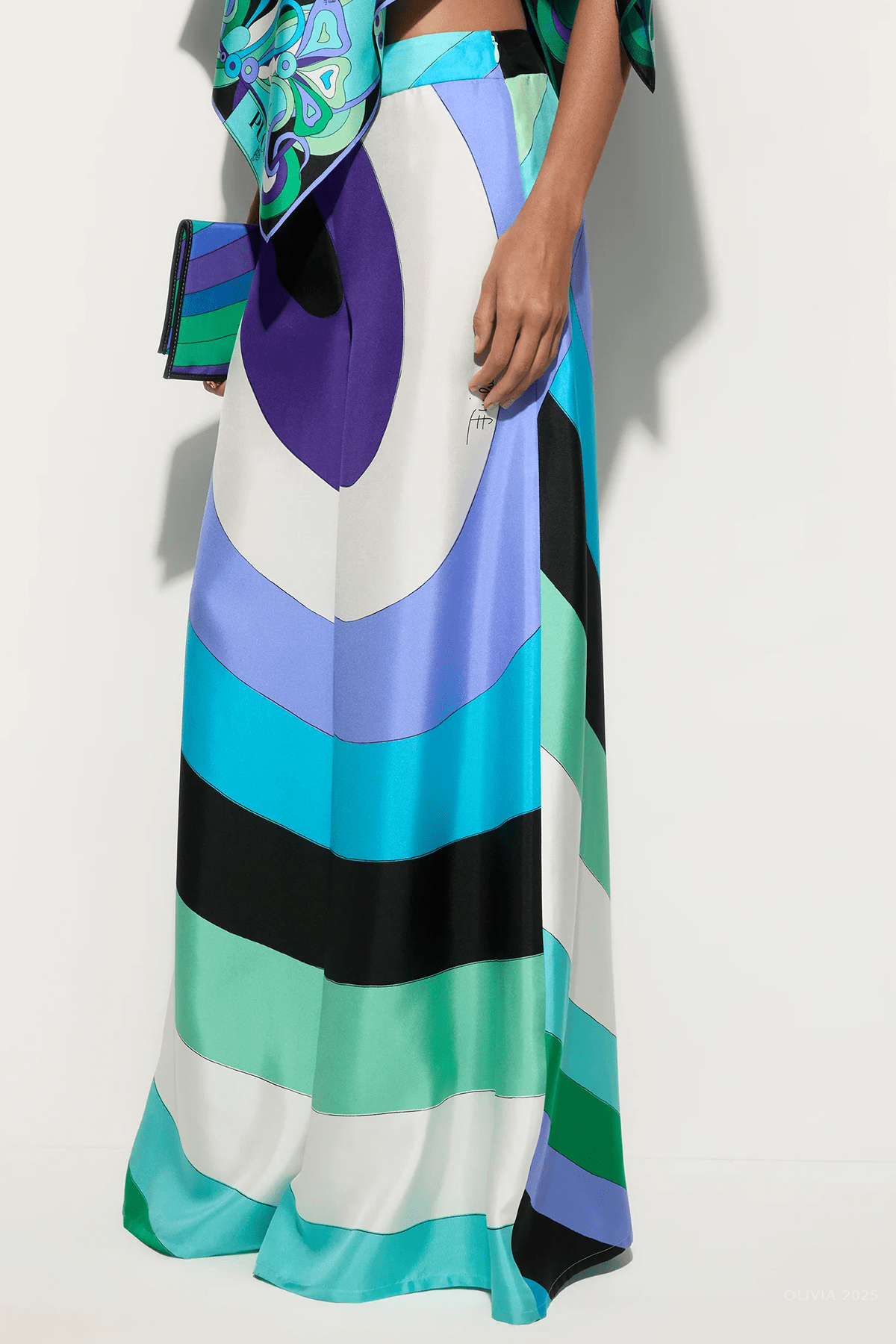 Iride Macro - Print Silk Trousers in Verde Lilla - shop - olivia.com