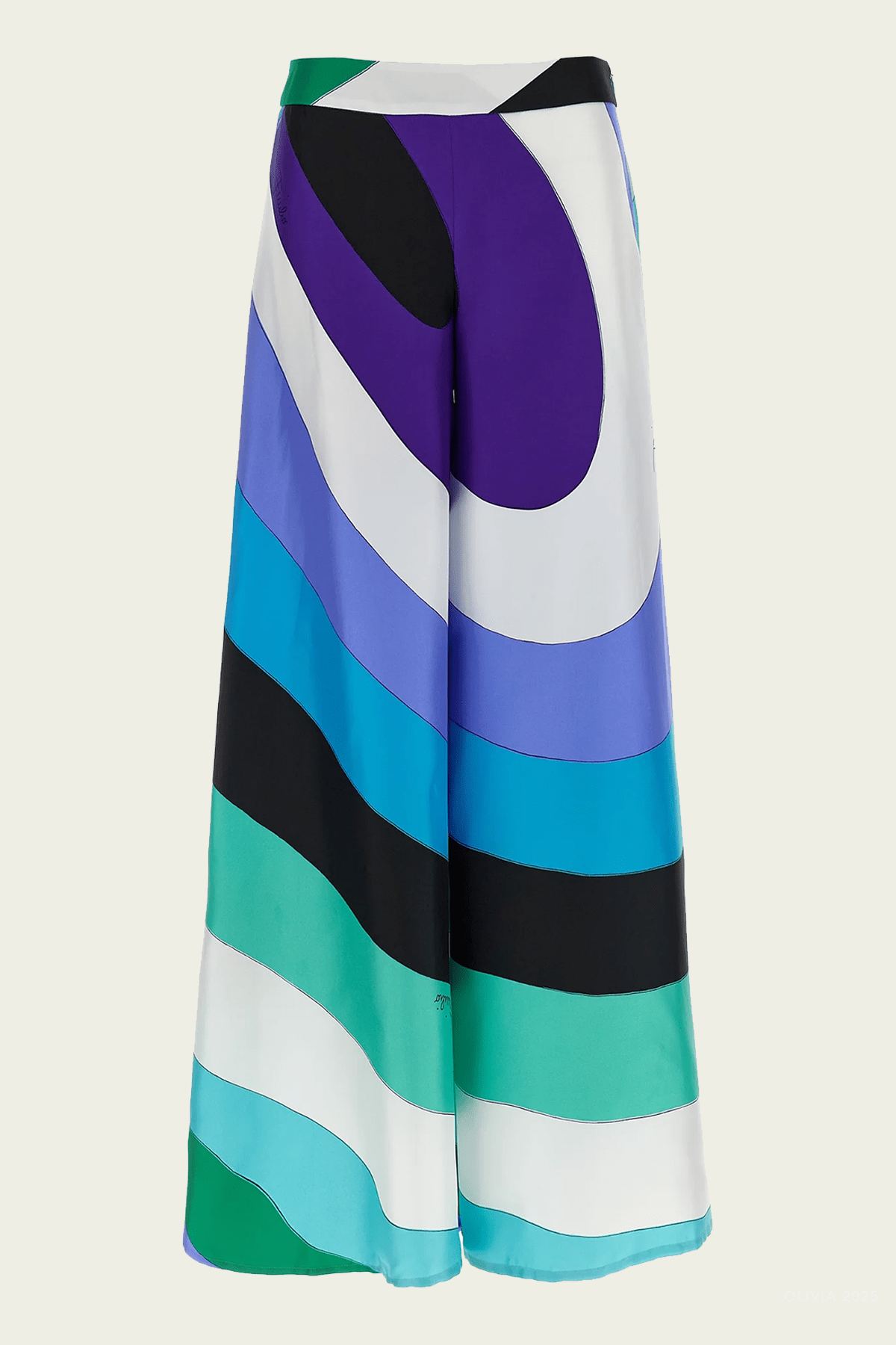 Iride Macro - Print Silk Trousers in Verde Lilla - shop - olivia.com