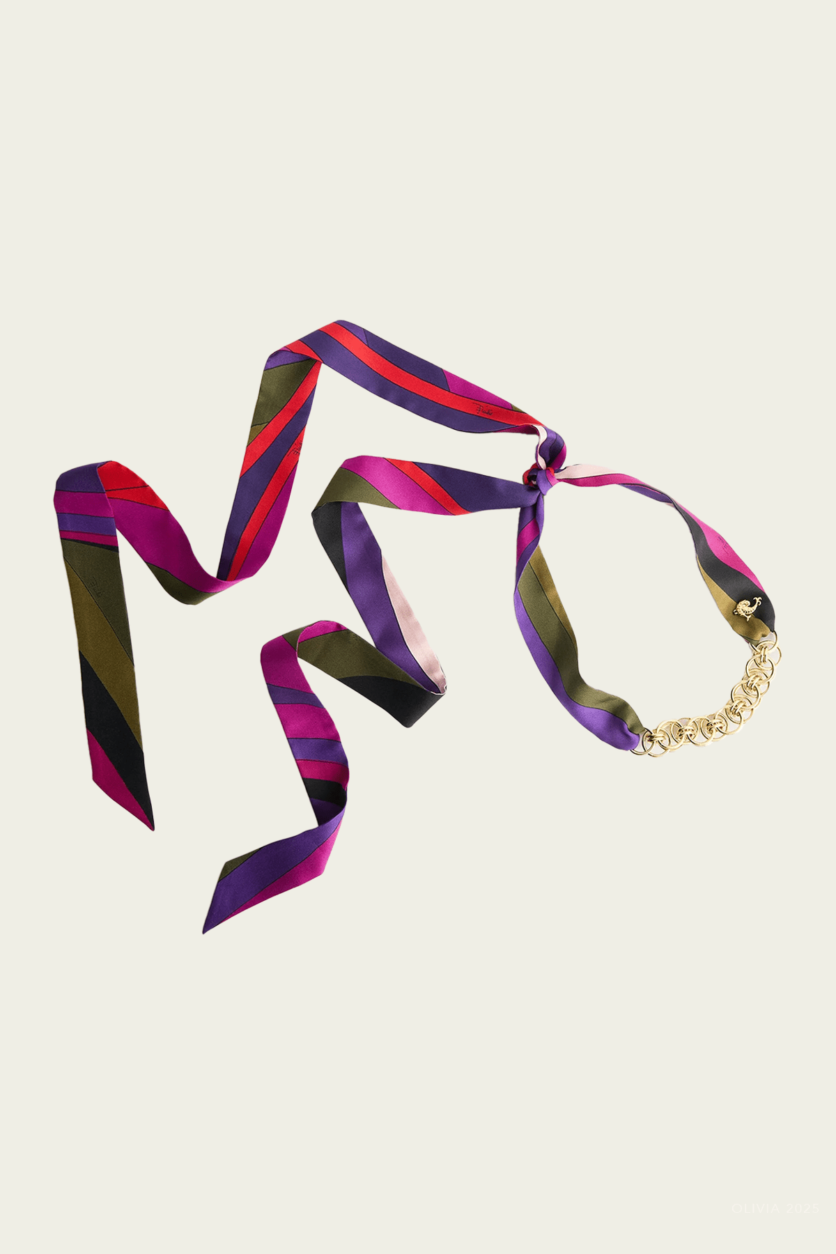 Iride - Print Foulard Chain Necklace in Oro Lucido - shop - olivia.com