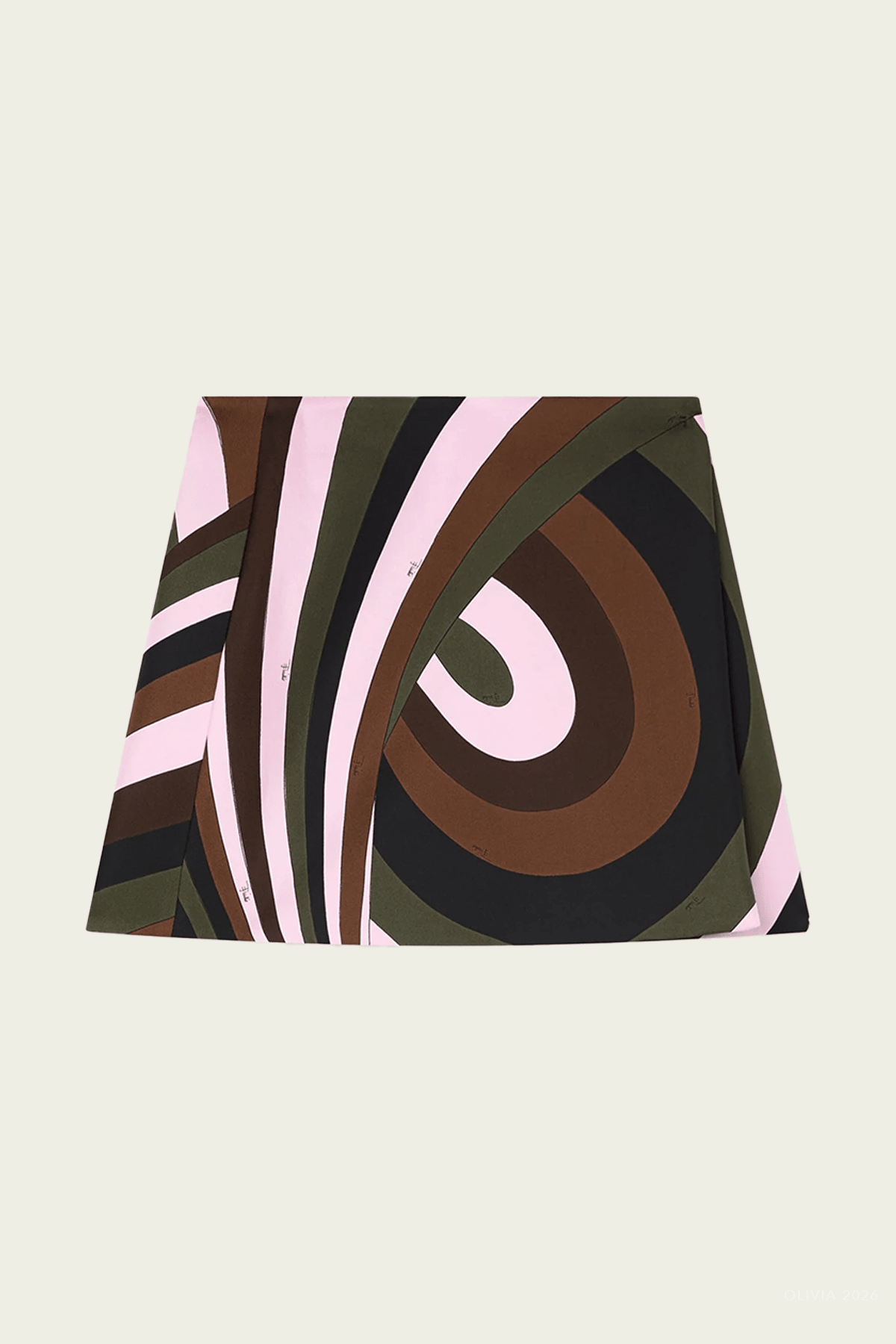Iride-Print Silk Skirt in Khaki Pink - shop-olivia.com