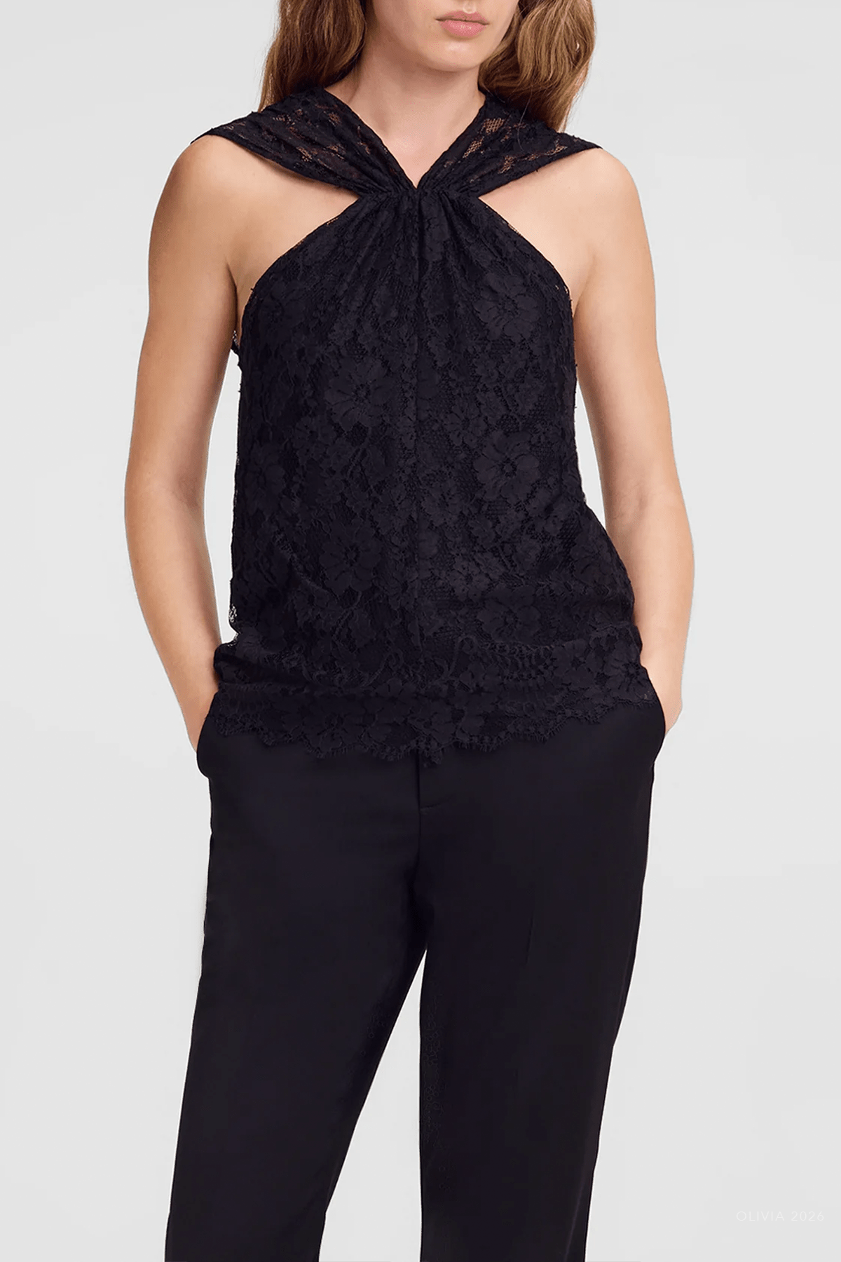 Irina Lace Top in Black - shop-olivia.com