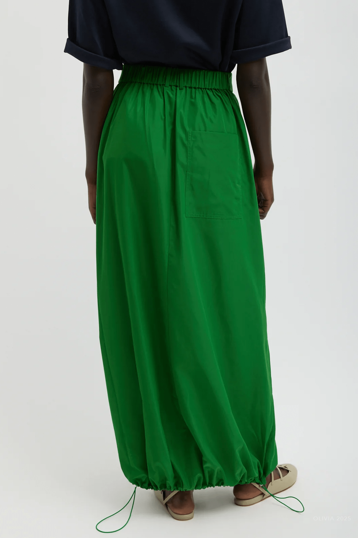 Italian Sporty Nylon Maxi Anorak Skirt in Green - shop - olivia.com